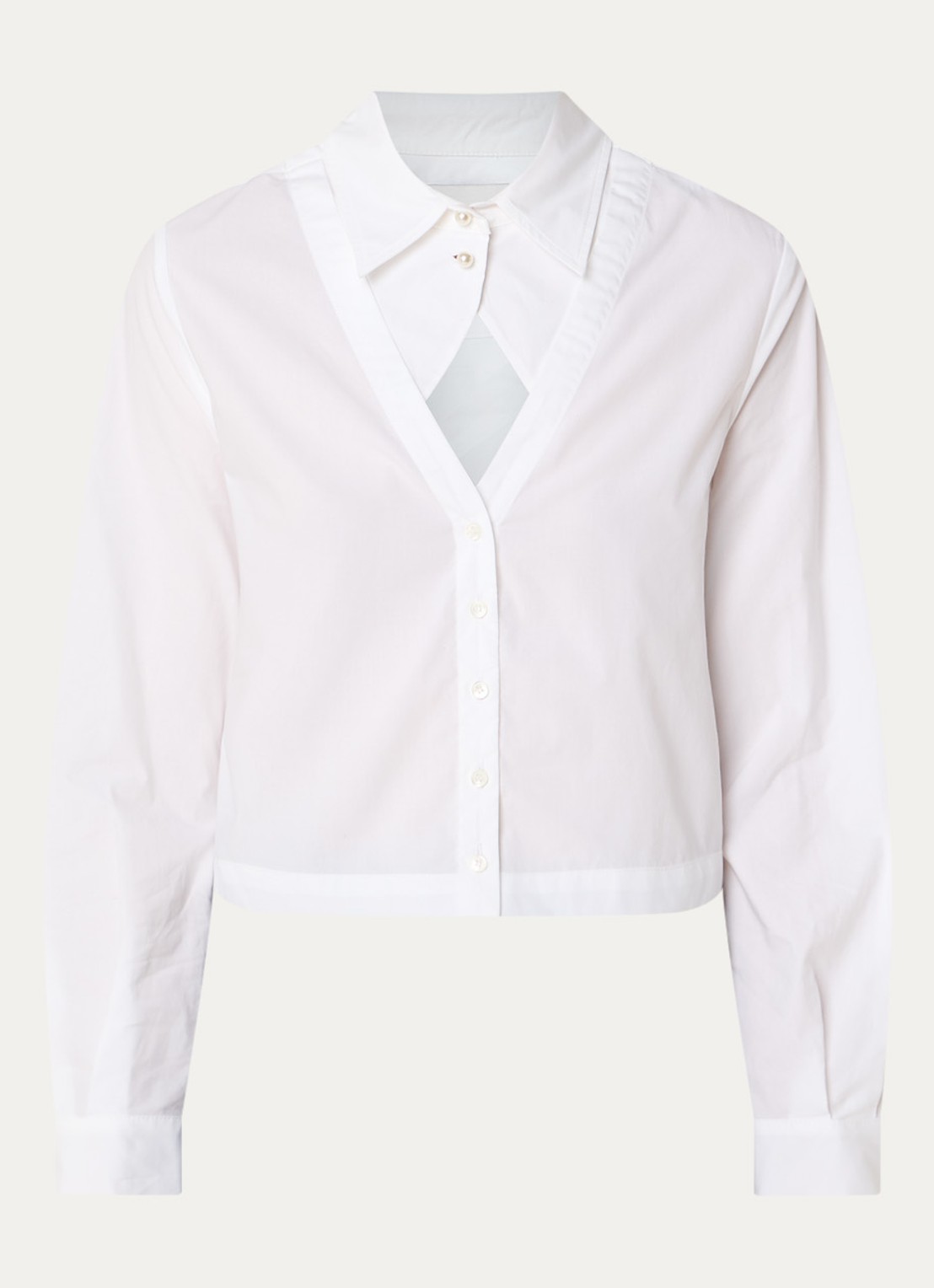 Claudie Pierlot Blouse met cut-out detail en imitatieparels - voorkant 3 wit