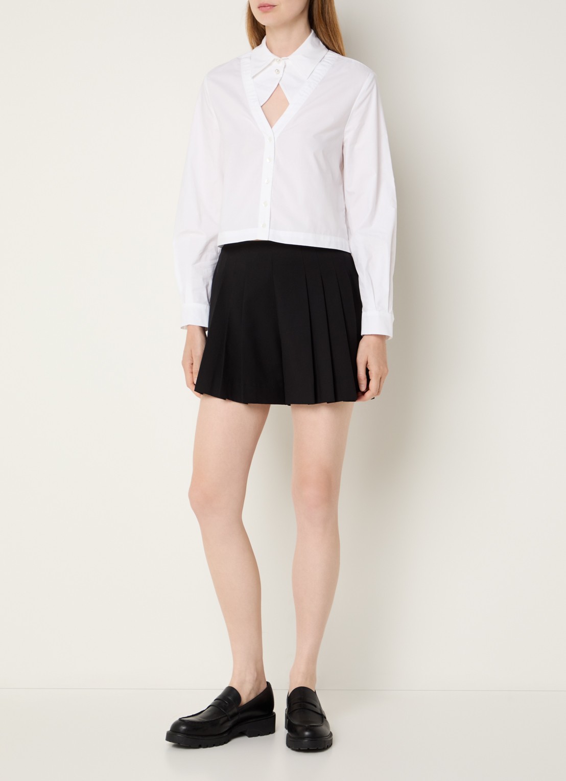 Claudie Pierlot Blouse met cut-out detail en imitatieparels - voorkant 4 wit