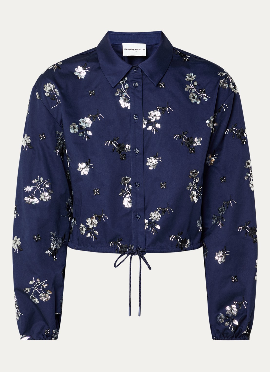 Claudie Pierlot Blouse met pailletten  - voorkant 3 donkerblauw