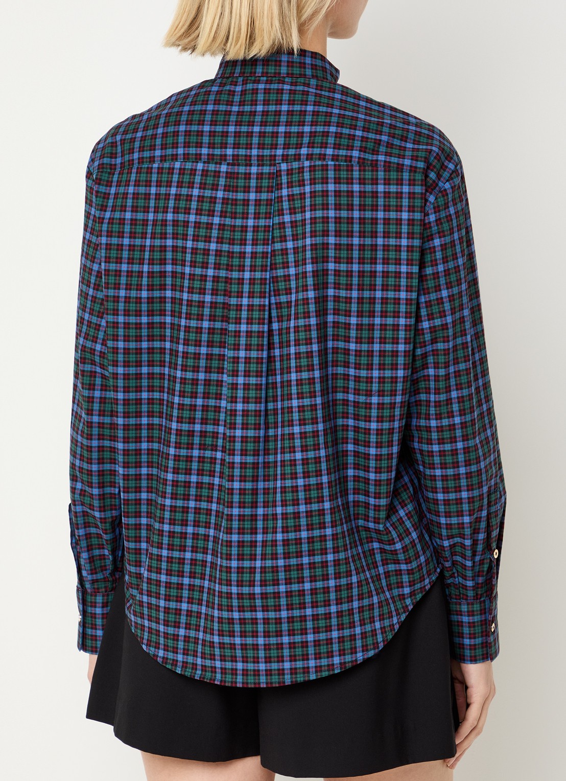 Claudie Pierlot Blouse met ruitdessin en sjaalkraag - achterkant 2 groen