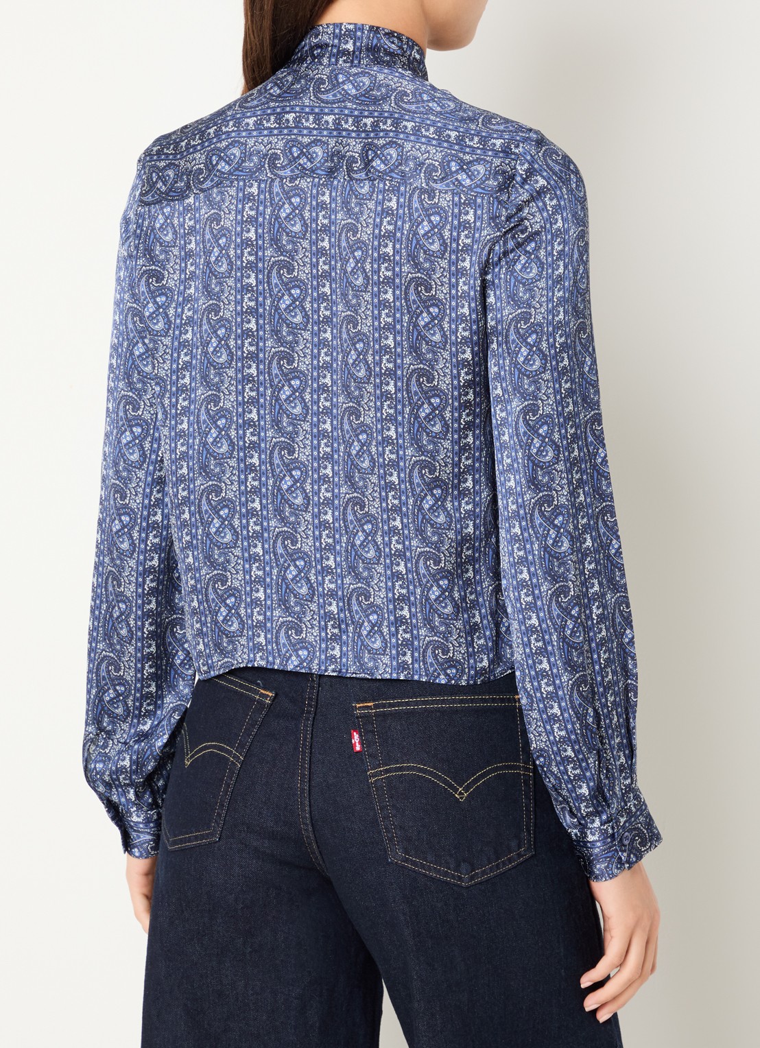 Claudie Pierlot Blouse met sjaalkraag en print - achterkant 3 royalblauw
