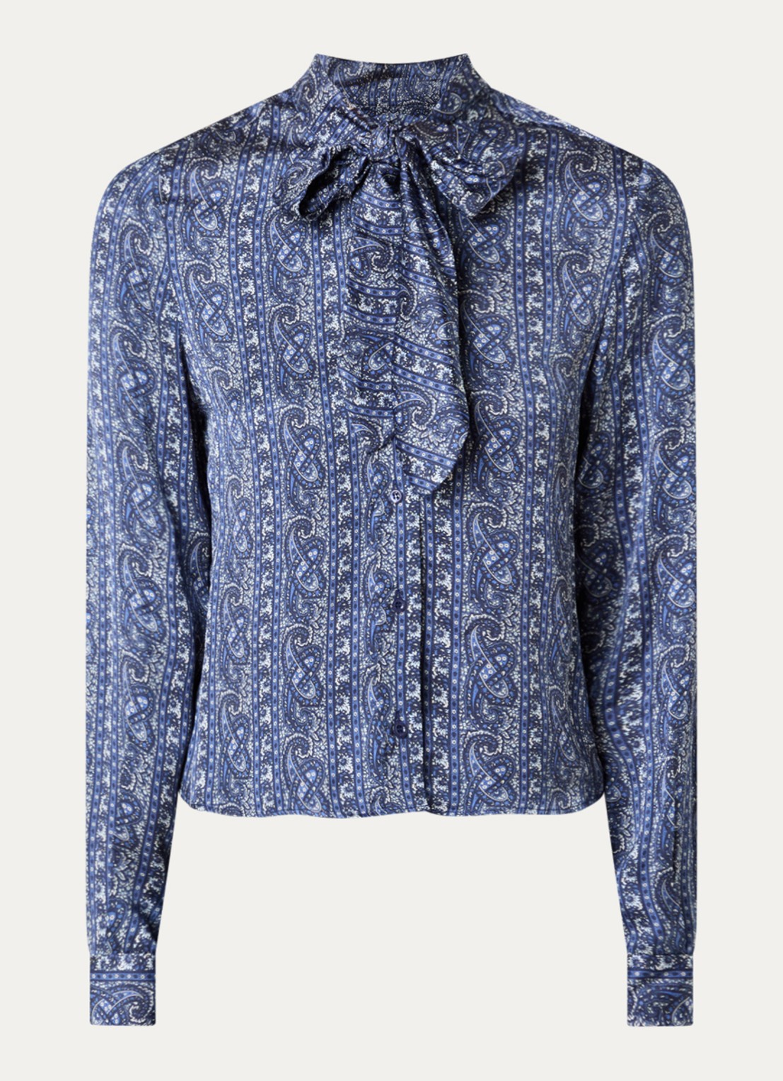Claudie Pierlot Blouse met sjaalkraag en print - voorkant royalblauw