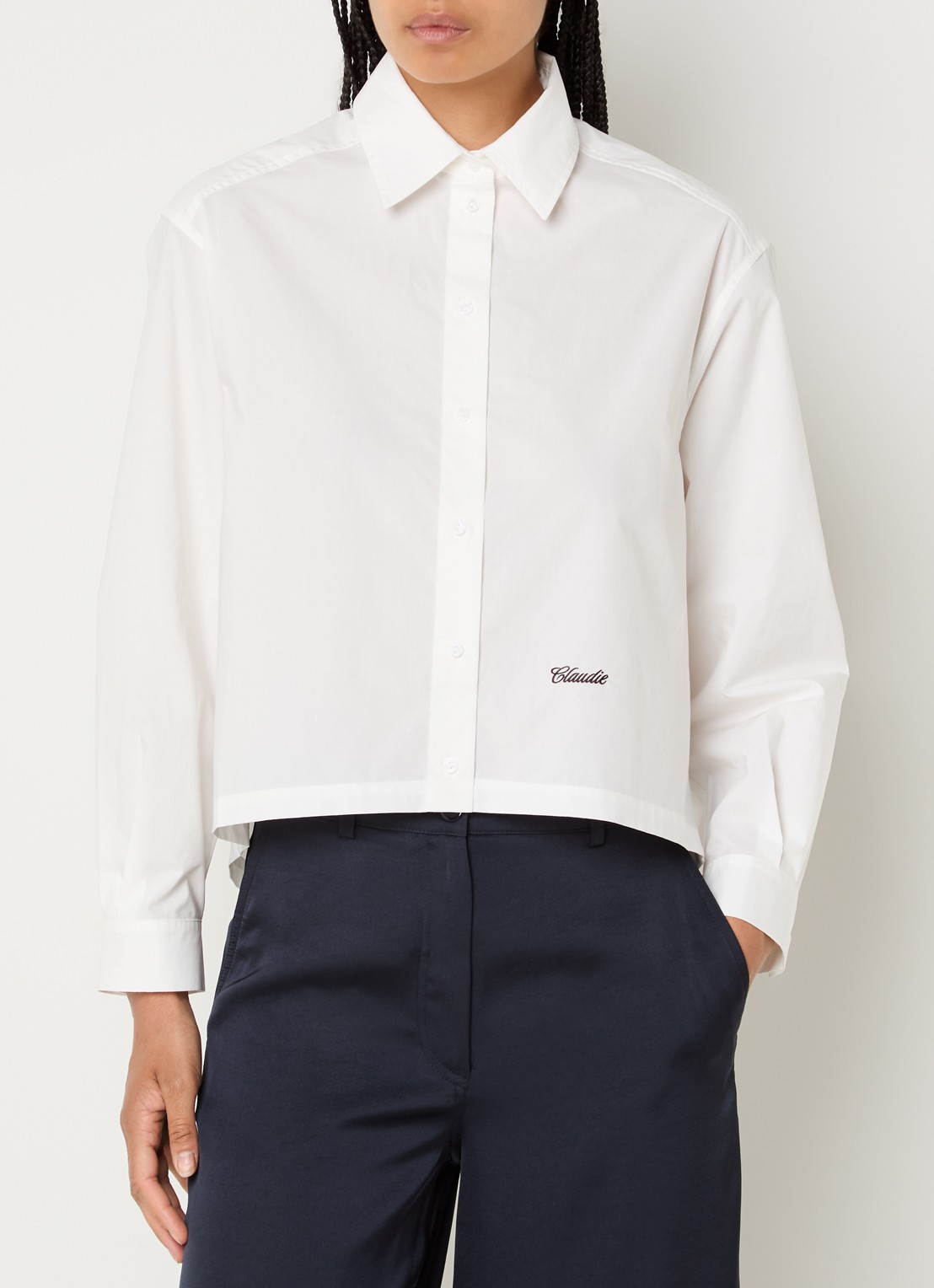 Claudie Pierlot Blouse met sjaalkraag - detail 2 gebroken wit