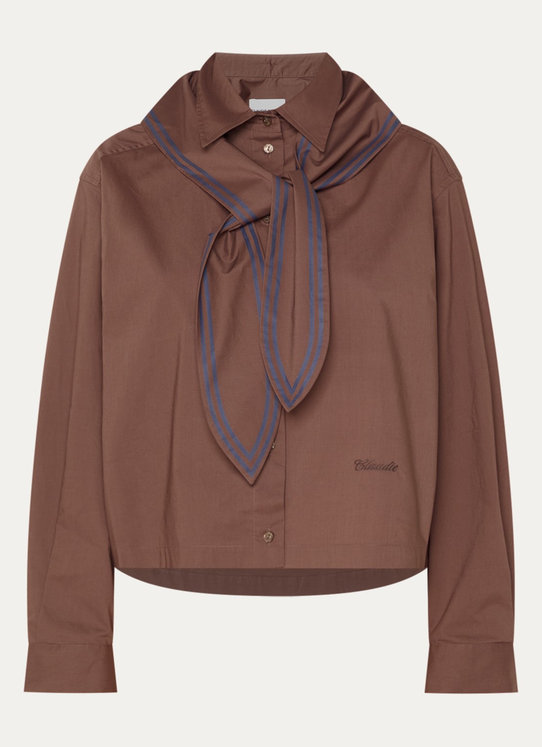 Claudie Pierlot Blouse met sjaalkraag - voorkant 3 bruin