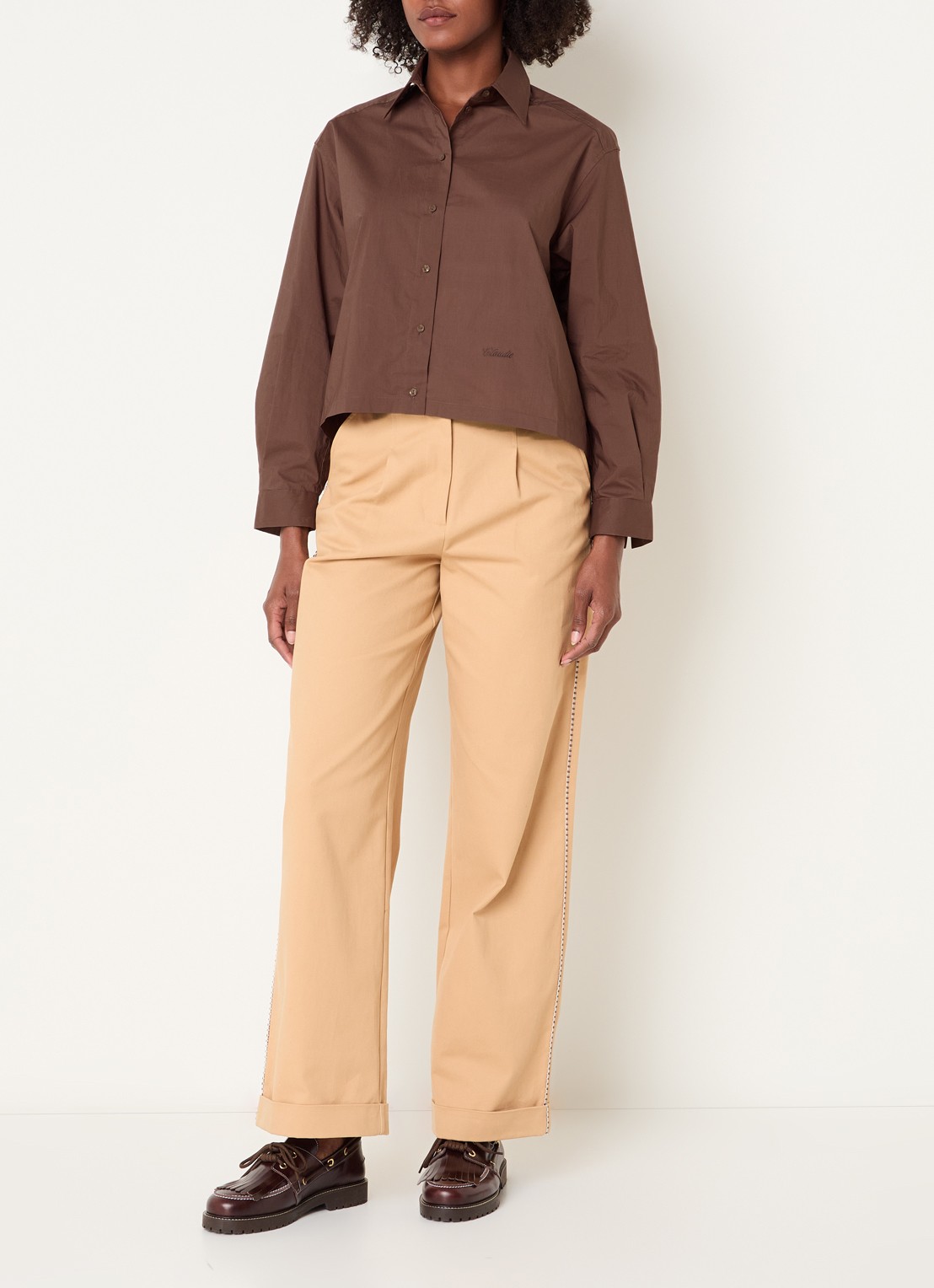 Claudie Pierlot Blouse met sjaalkraag - voorkant 4 bruin