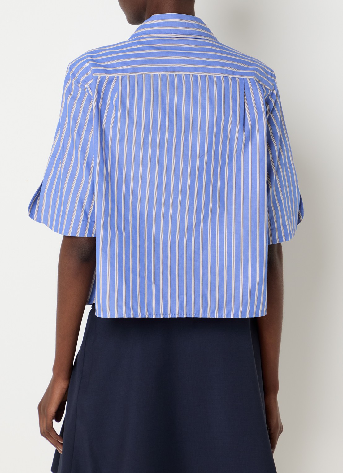 Claudie Pierlot Blouse met streepprint en sjaalkraag - achterkant 3 blauw