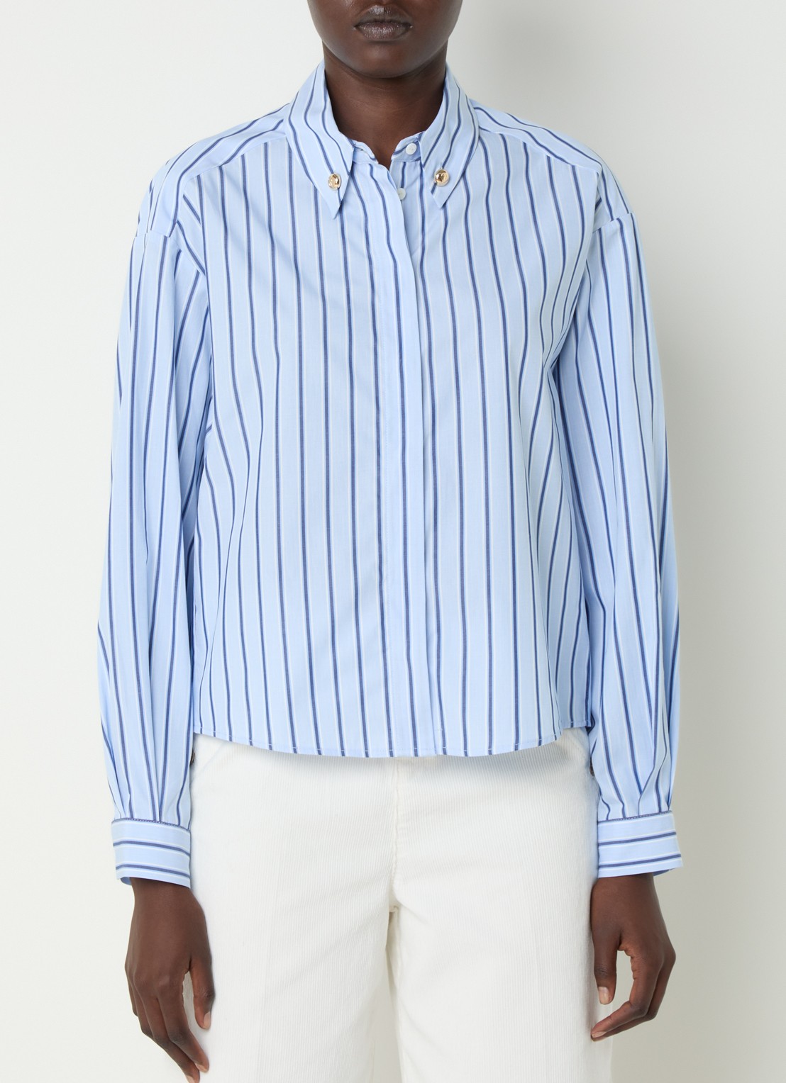 Claudie Pierlot Blouse met streepprint - detail 4 donkerblauw