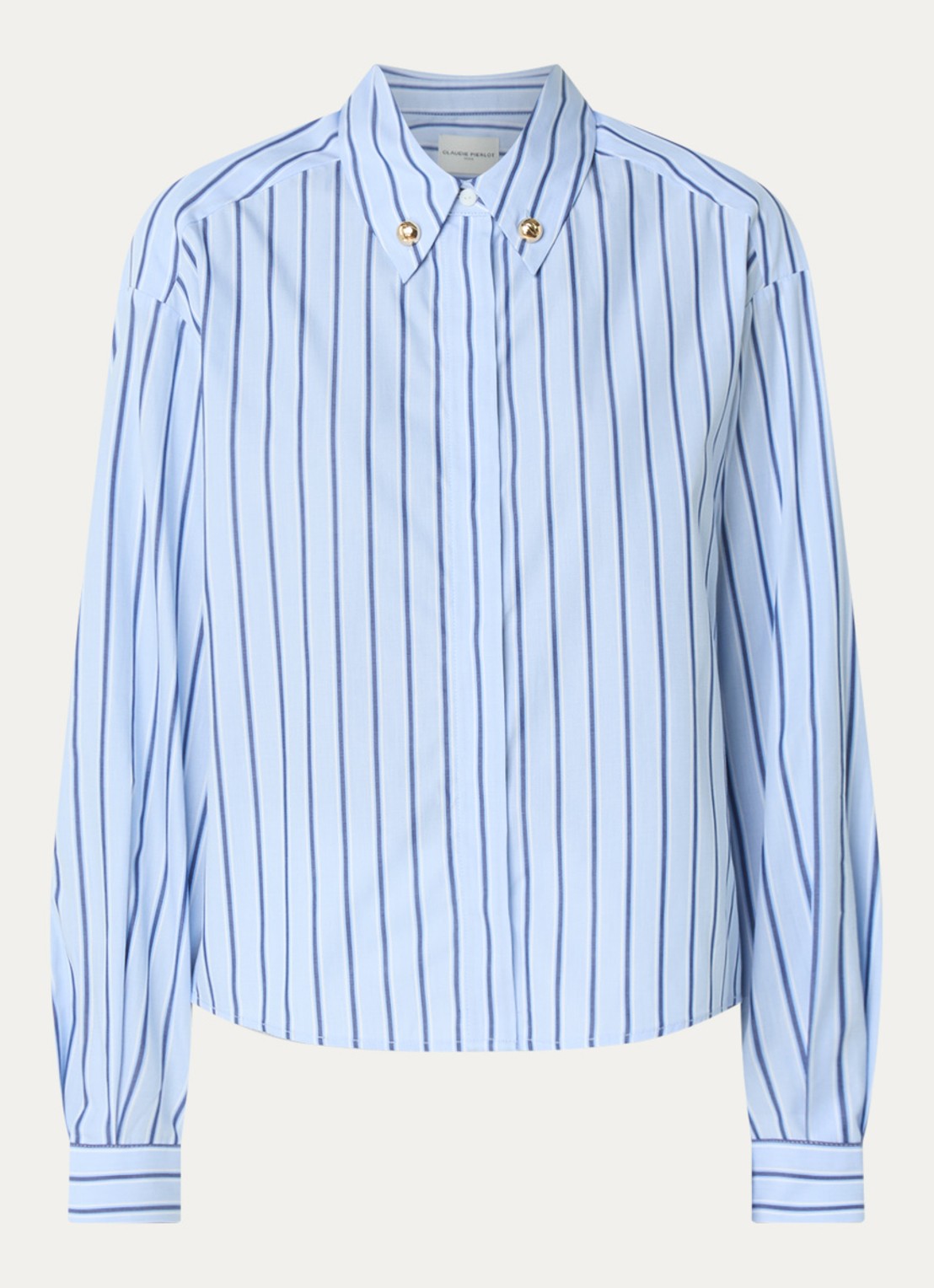 Claudie Pierlot Blouse met streepprint - voorkant 2 donkerblauw
