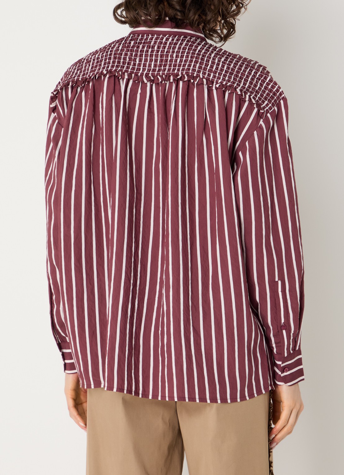 Claudie Pierlot Blouse met streepprint - achterkant 3 bordeauxrood