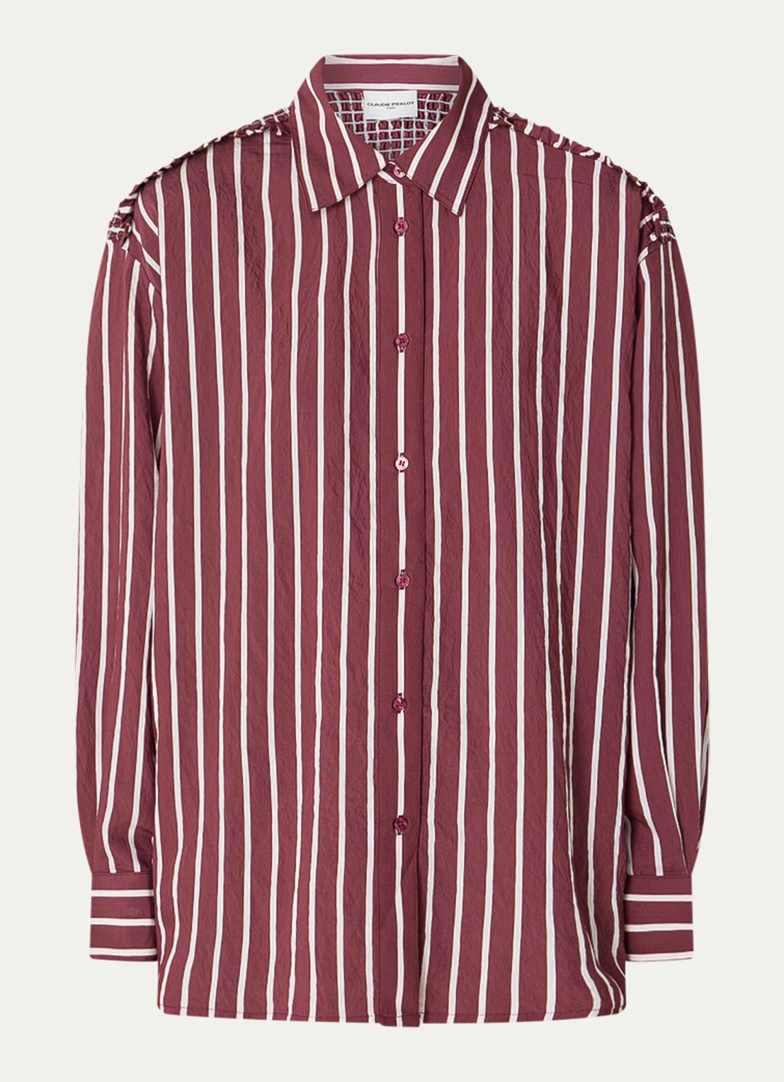 Claudie Pierlot Blouse met streepprint - voorkant bordeauxrood