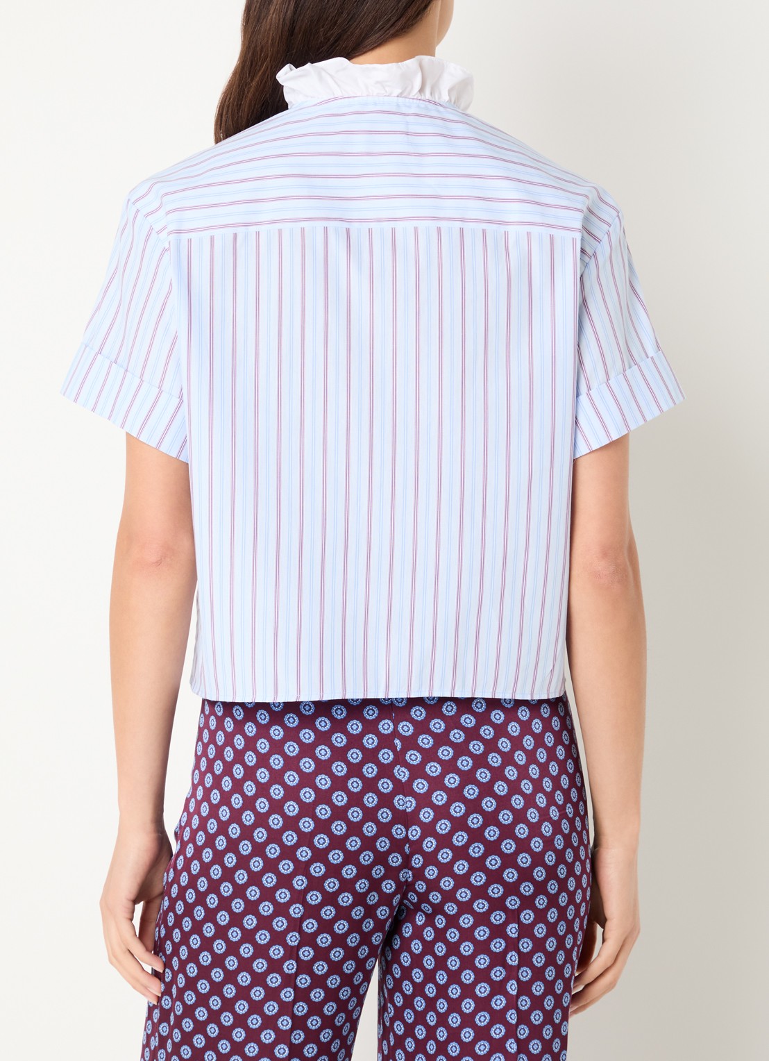 Claudie Pierlot Blouse met streepprint - achterkant blauwgrijs