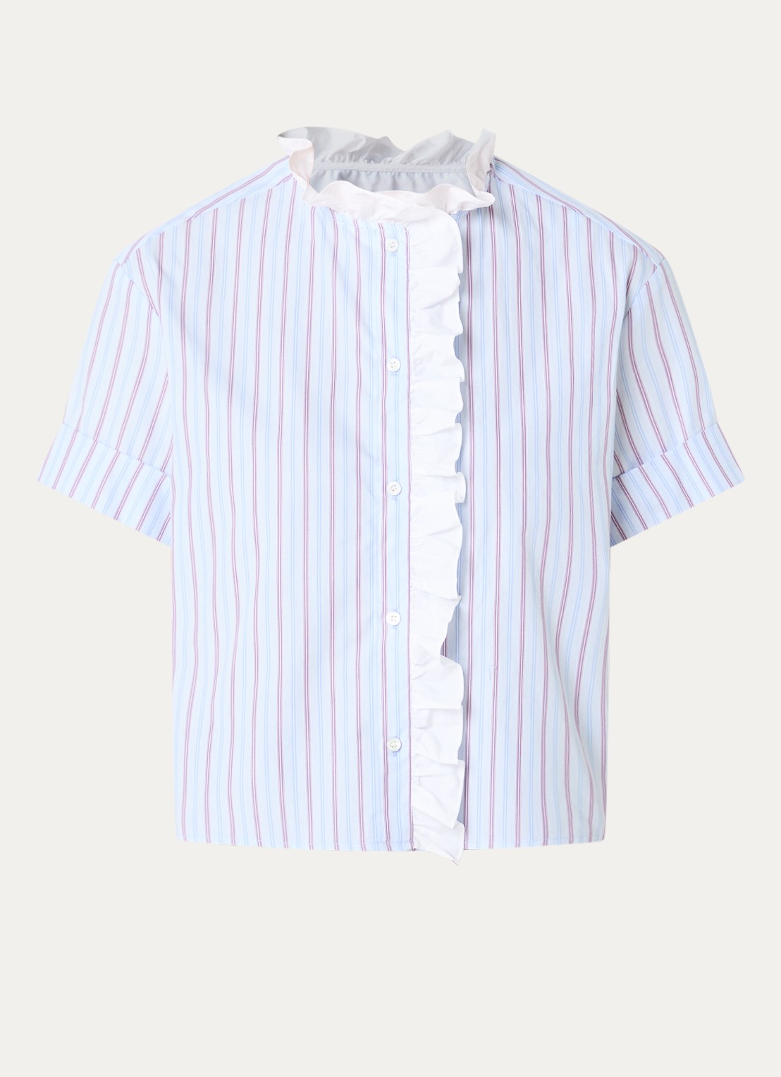 Claudie Pierlot Blouse met streepprint - voorkant 3 blauwgrijs