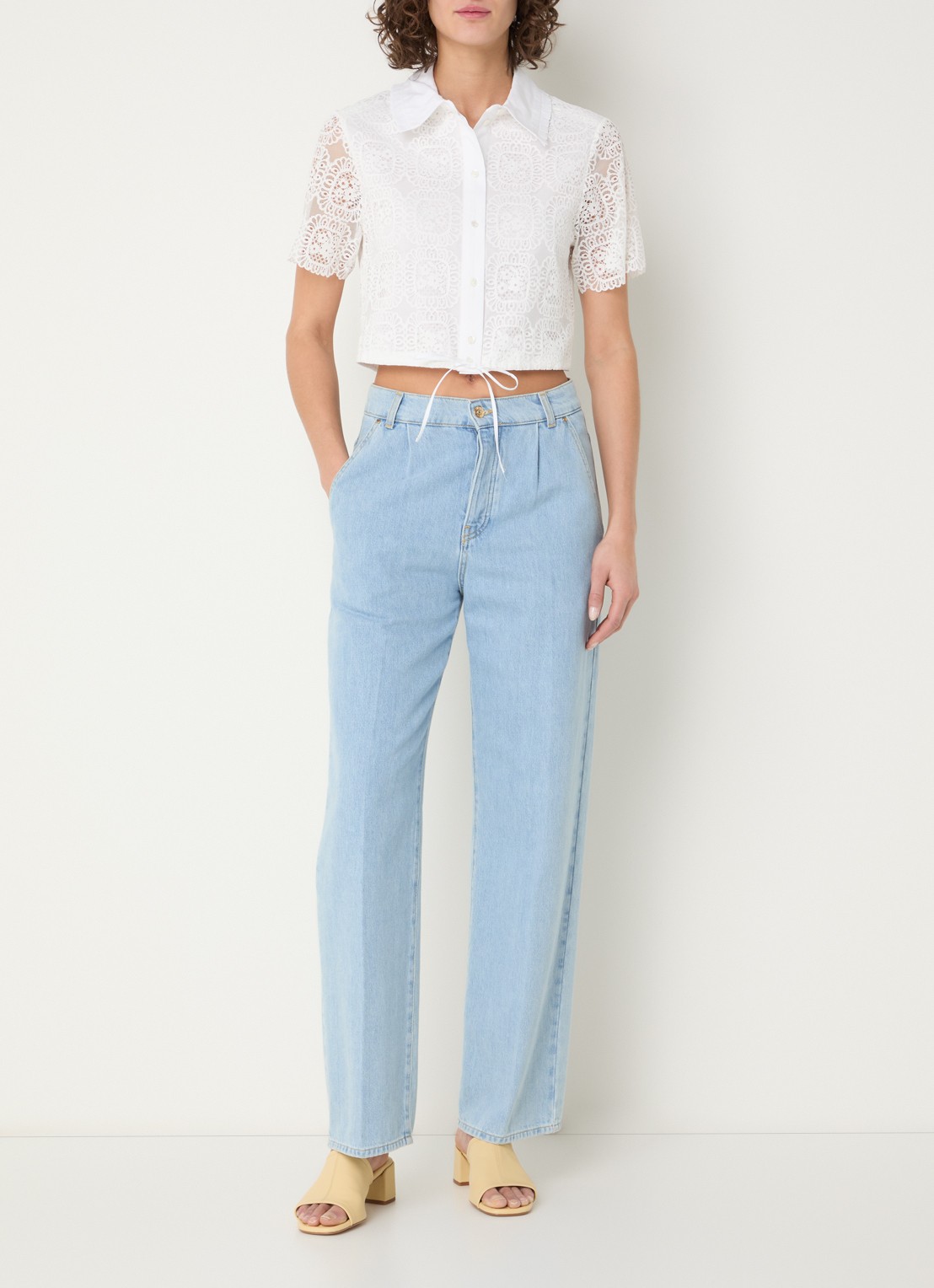 Claudie Pierlot Blouse van broderie - voorkant 4 wit
