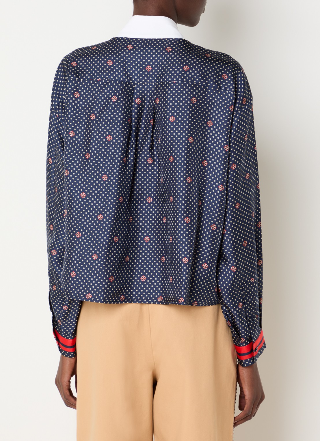 Claudie Pierlot Blouse van zijde met print - achterkant 3 blauw