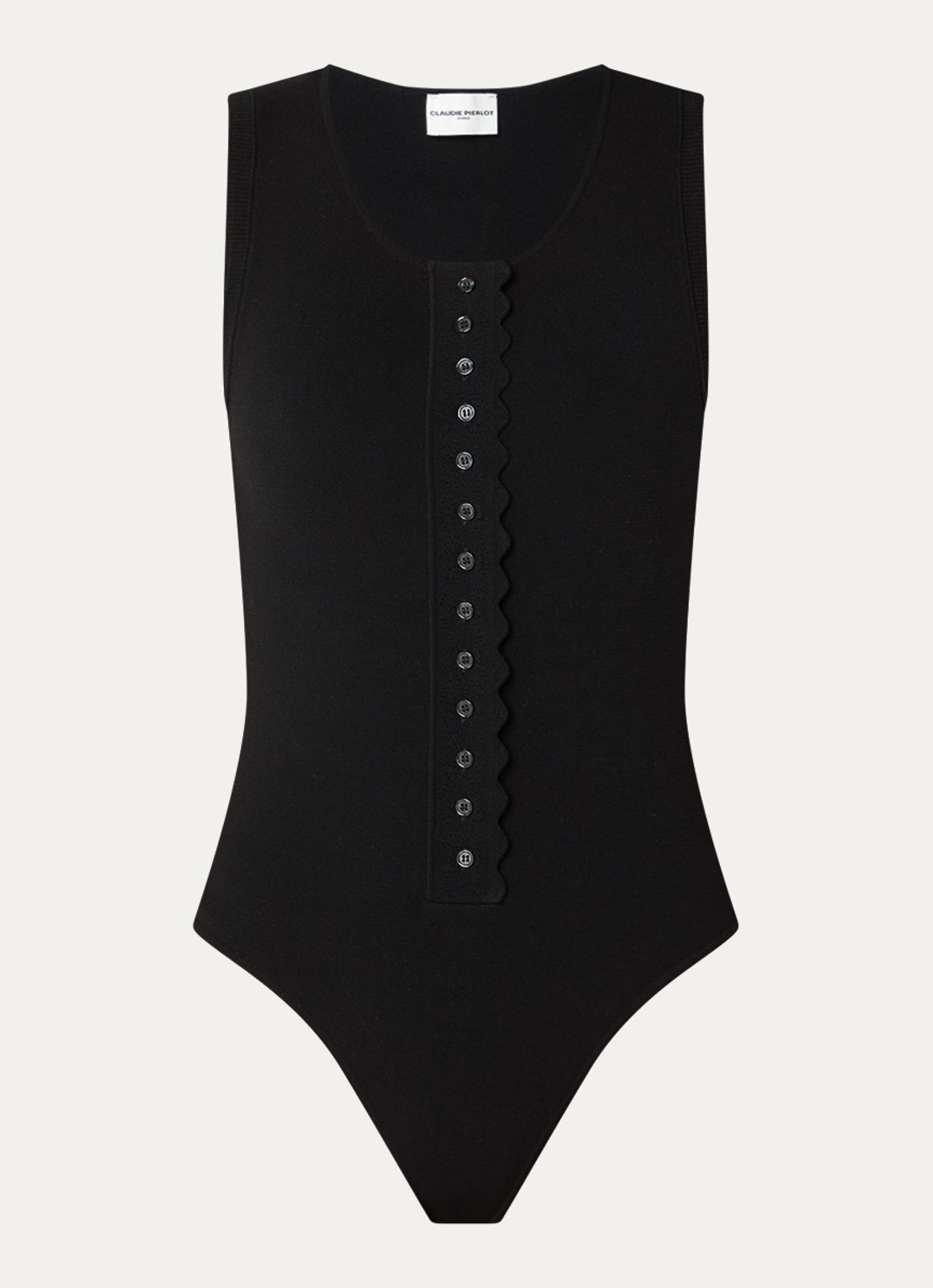 Claudie Pierlot Body top met ronde hals - voorkant zwart