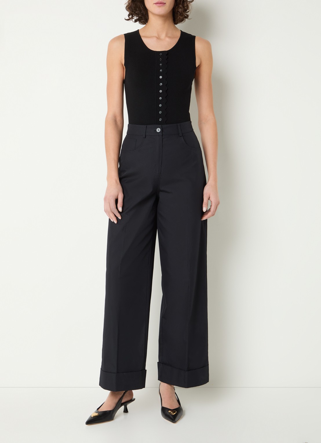 Claudie Pierlot Body top met ronde hals - voorkant 2 zwart