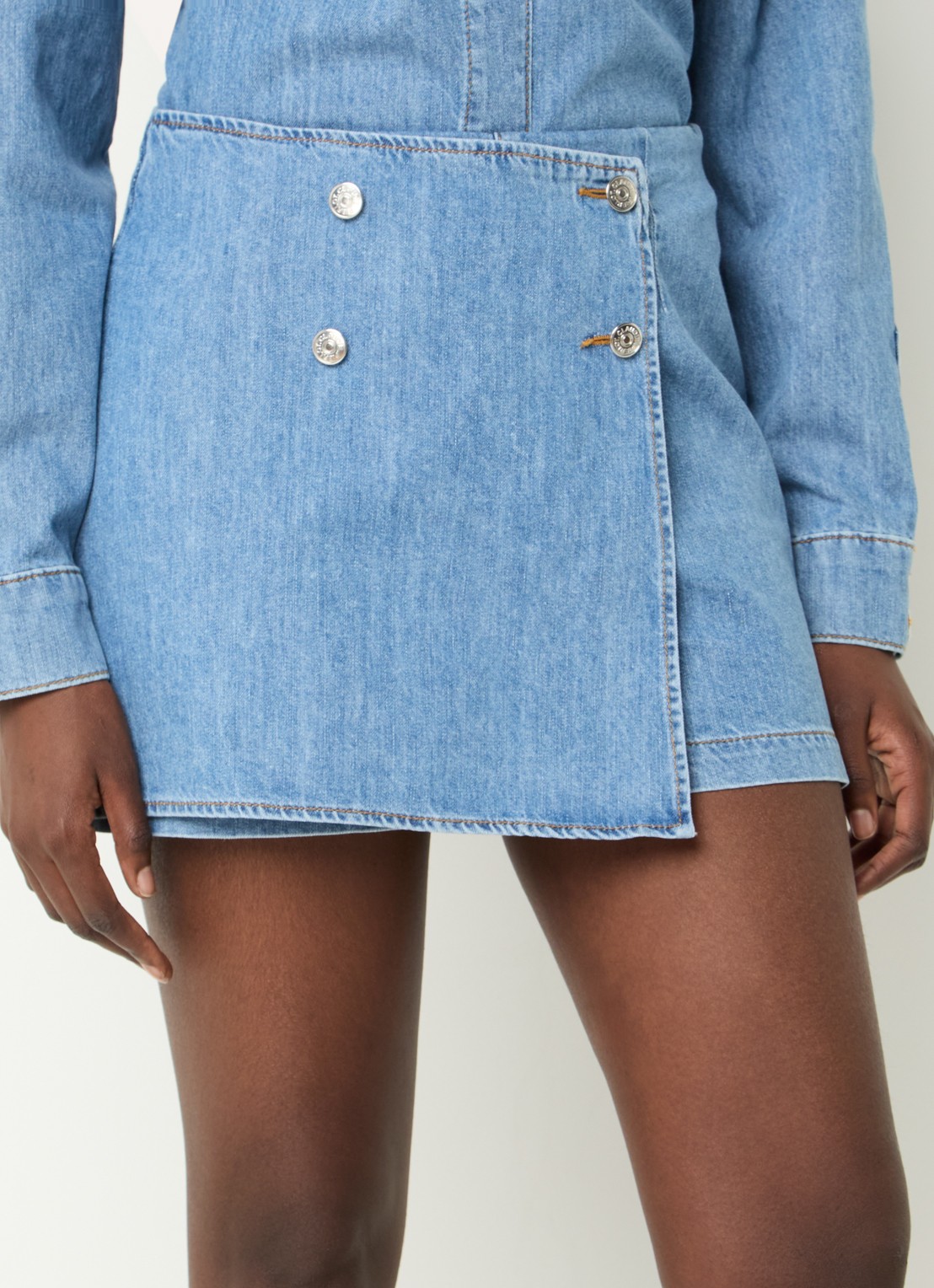 Claudie Pierlot Broekrok van denim - detail lichtblauw