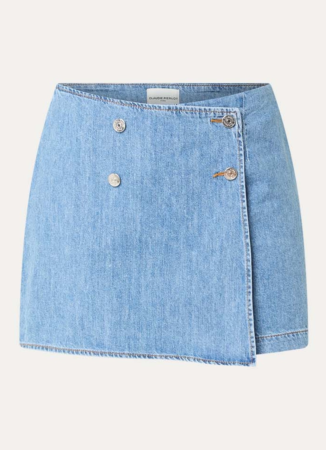 Claudie Pierlot Broekrok van denim - voorkant 3 lichtblauw