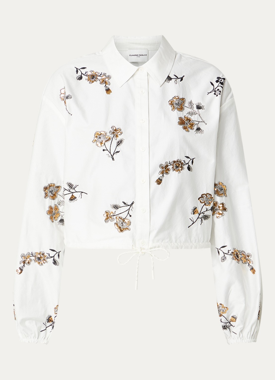 Claudie Pierlot Carole blouse met pailletten - voorkant 2 wit