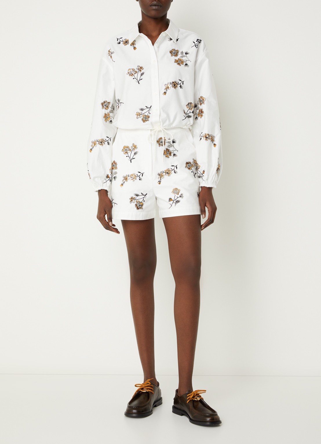 Claudie Pierlot Carole blouse met pailletten - voorkant 3 wit