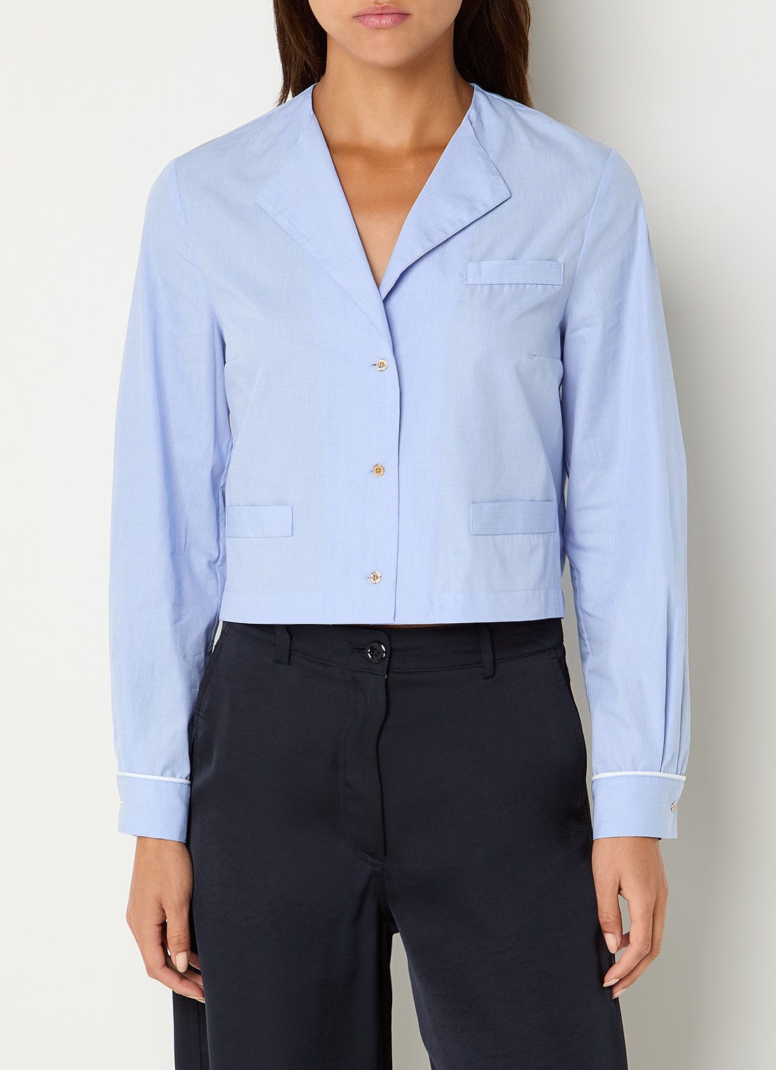 Claudie Pierlot Cassandre blouse met V-hals - detail 3 blauwgrijs
