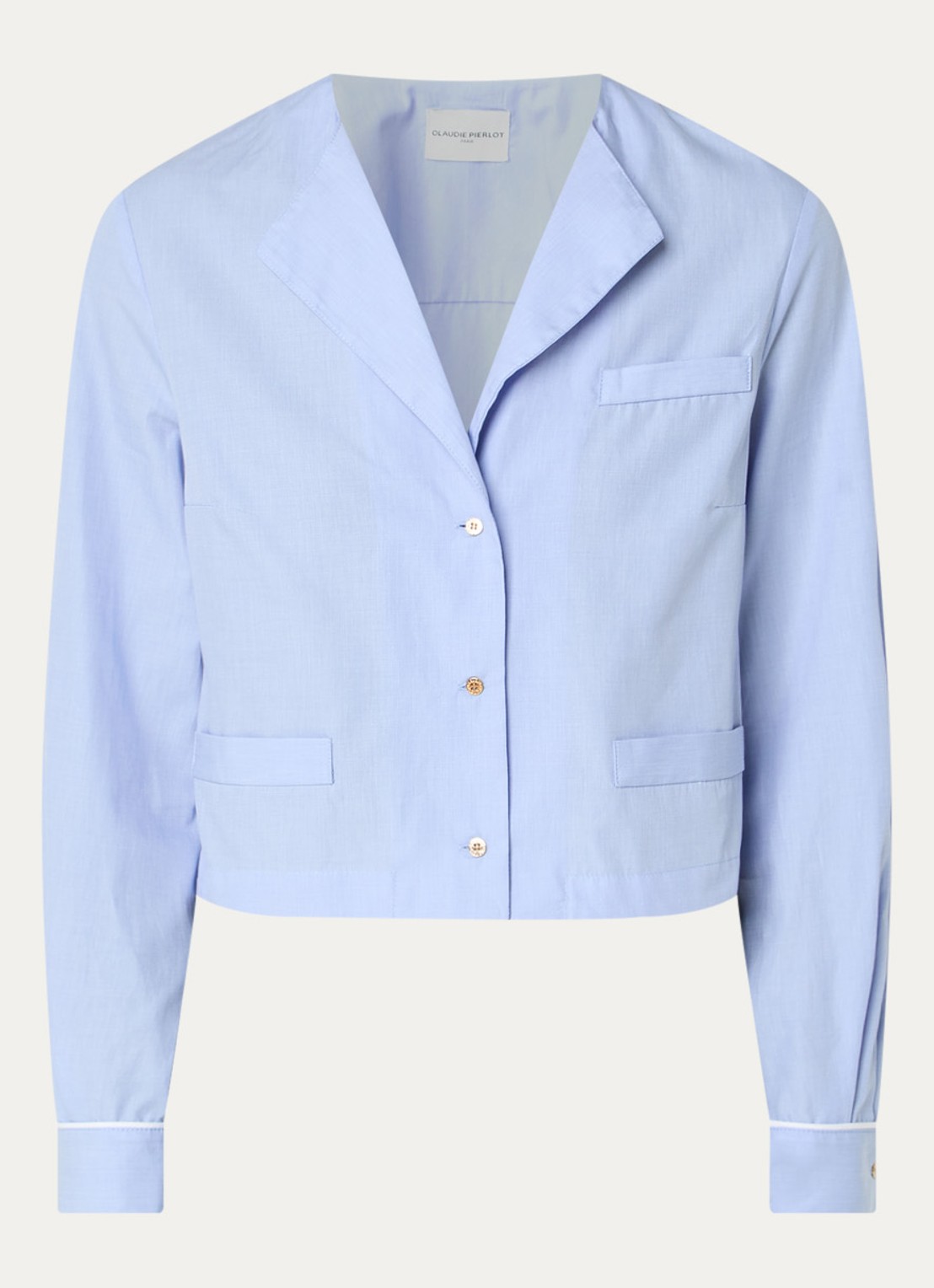 Claudie Pierlot Cassandre blouse met V-hals - voorkant blauwgrijs