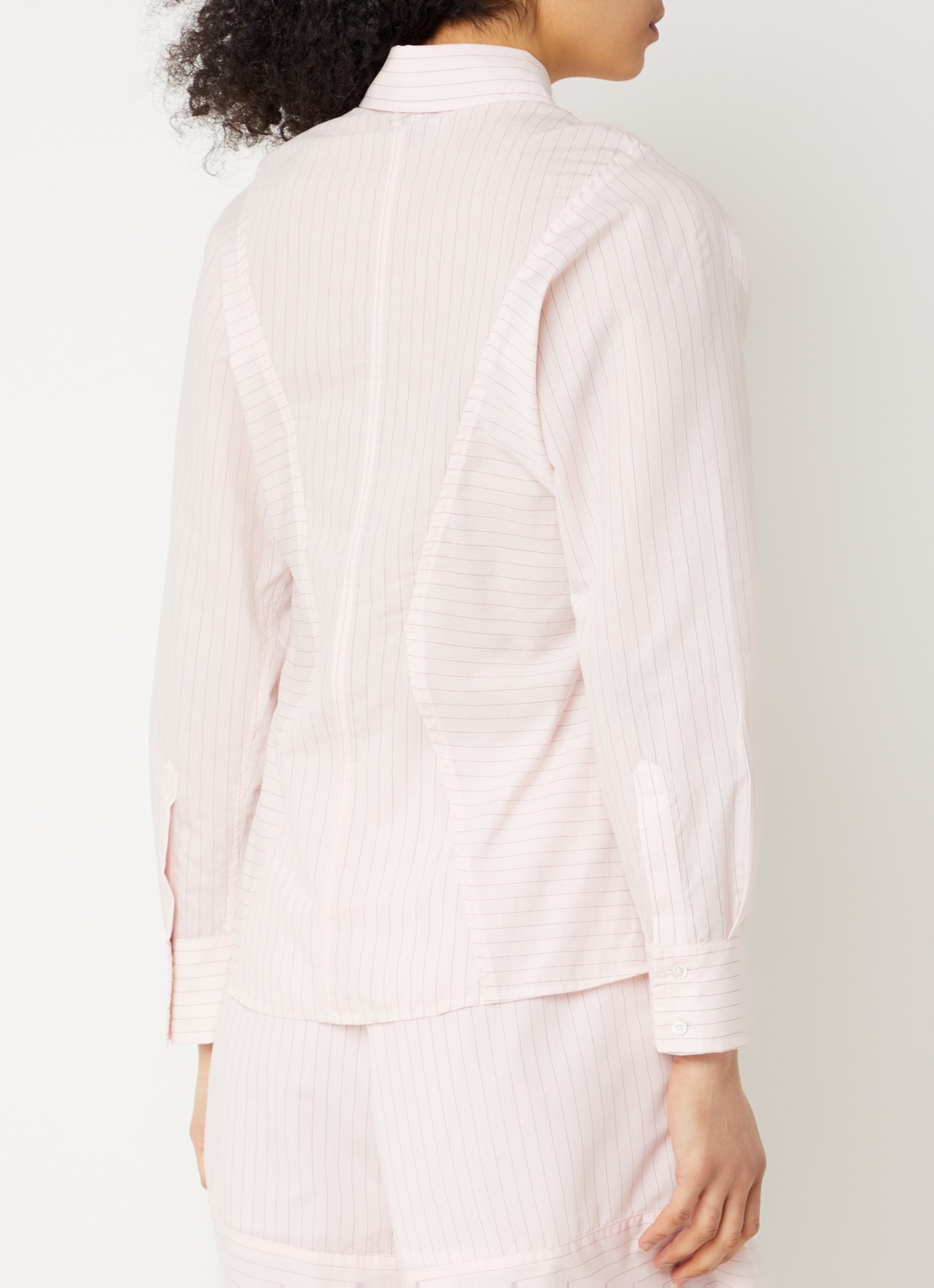 Claudie Pierlot Cecilia blouse met streepprint - achterkant 3 lichtroze