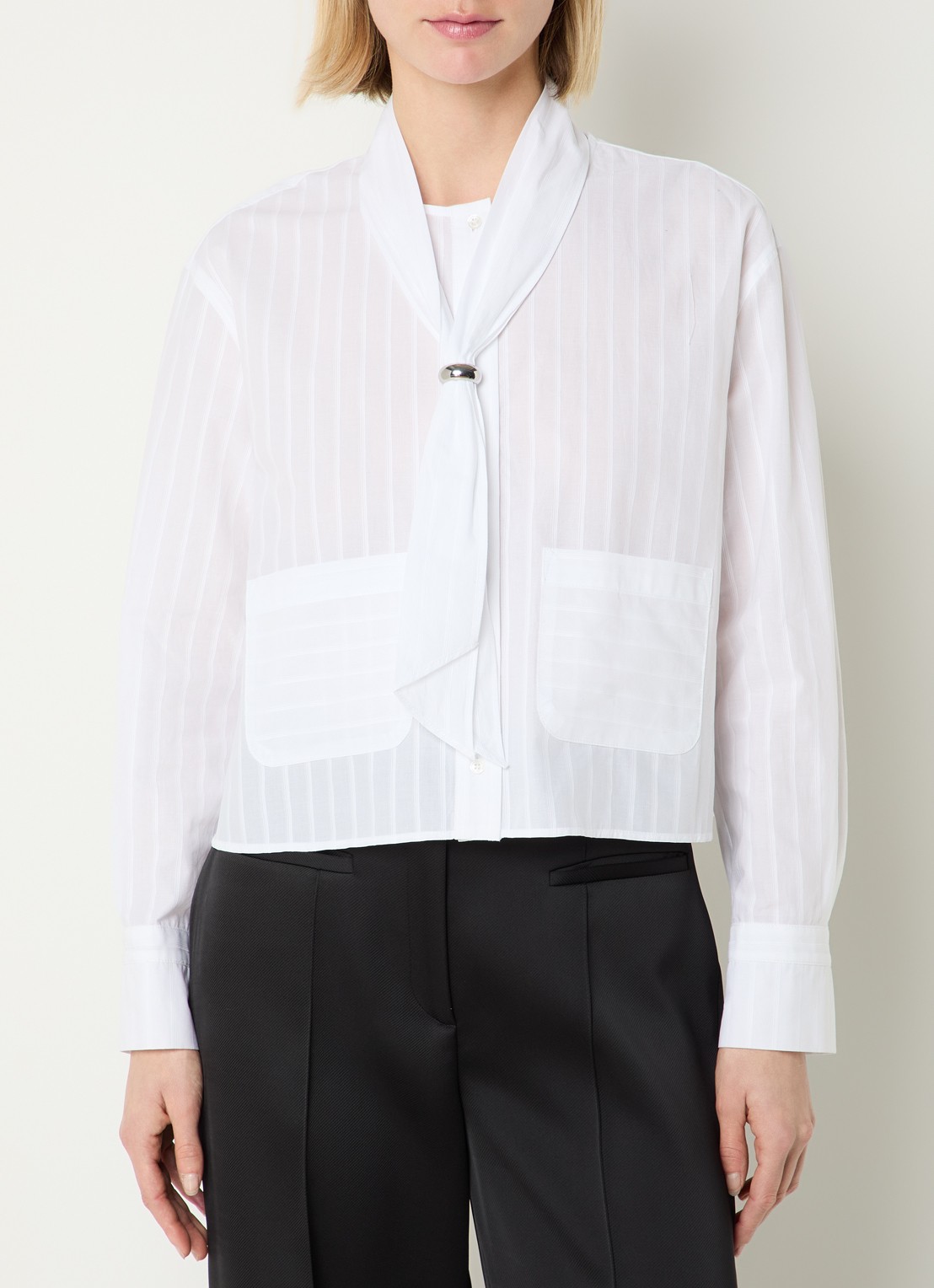 Claudie Pierlot Charlie blouse met opgestikte zakken - detail 4 wit