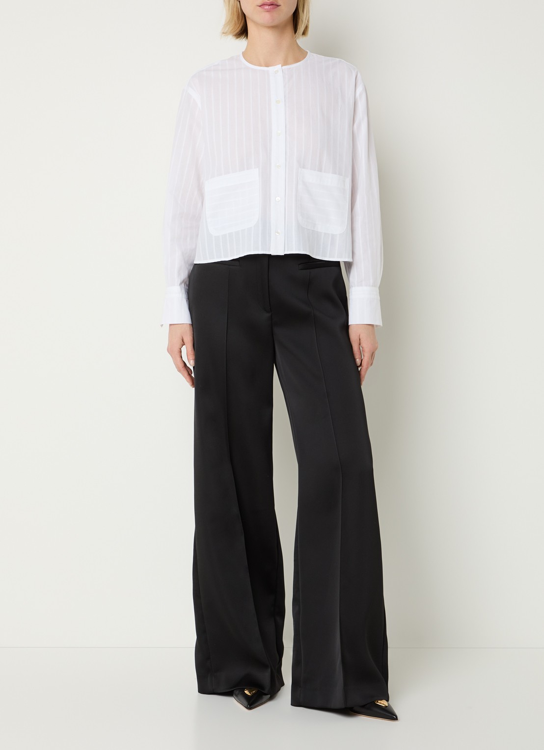 Claudie Pierlot Charlie blouse met opgestikte zakken - voorkant 2 wit