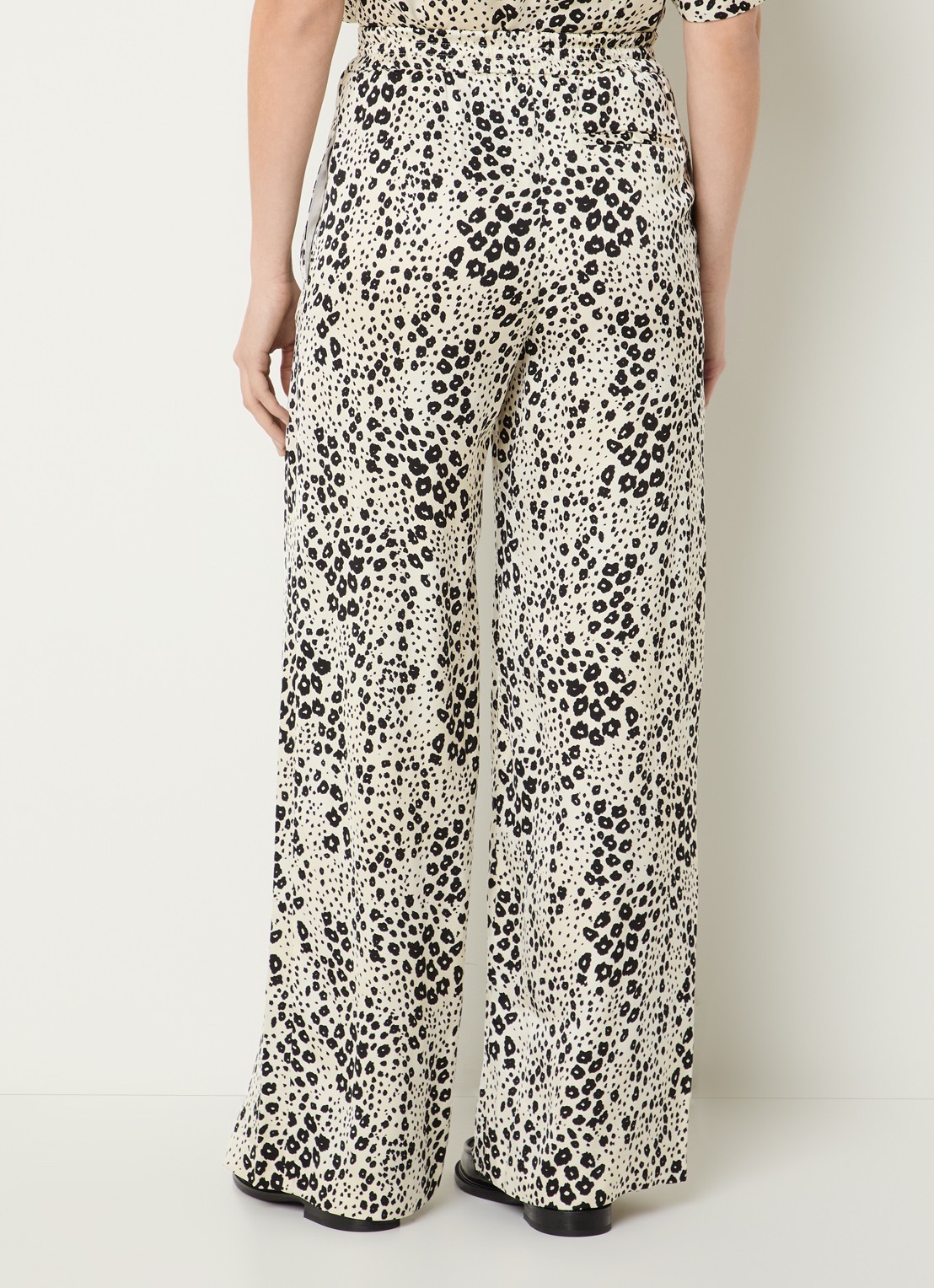 Claudie Pierlot Clair high waist loose fit pantalon met print - achterkant 2 creme
