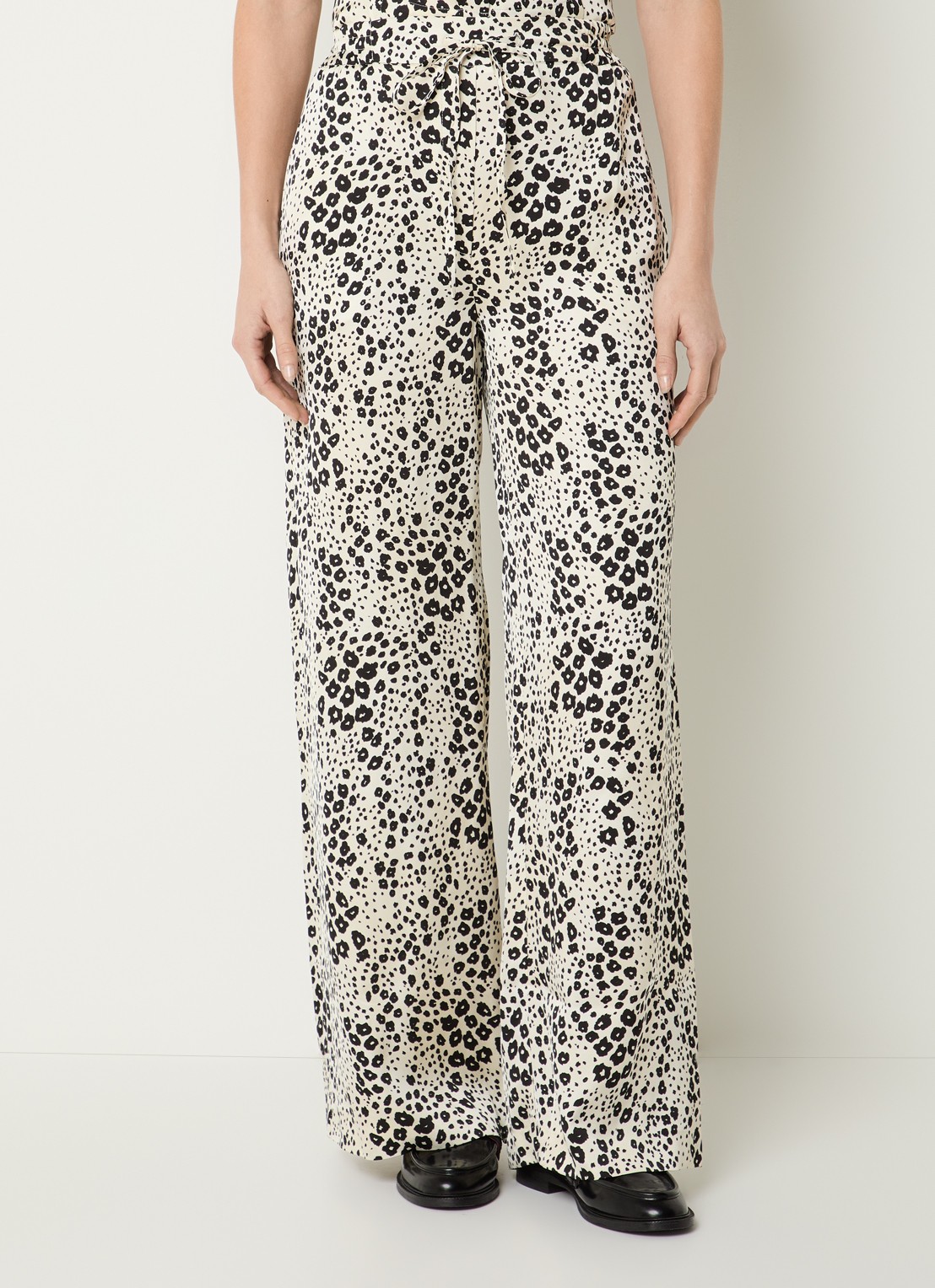 Claudie Pierlot Clair high waist loose fit pantalon met print - detail creme