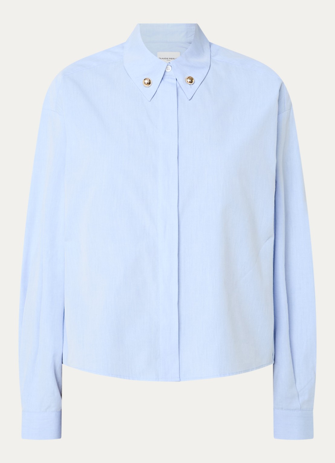 Claudie Pierlot Clemence blouse van katoen - voorkant 2 lichtblauw