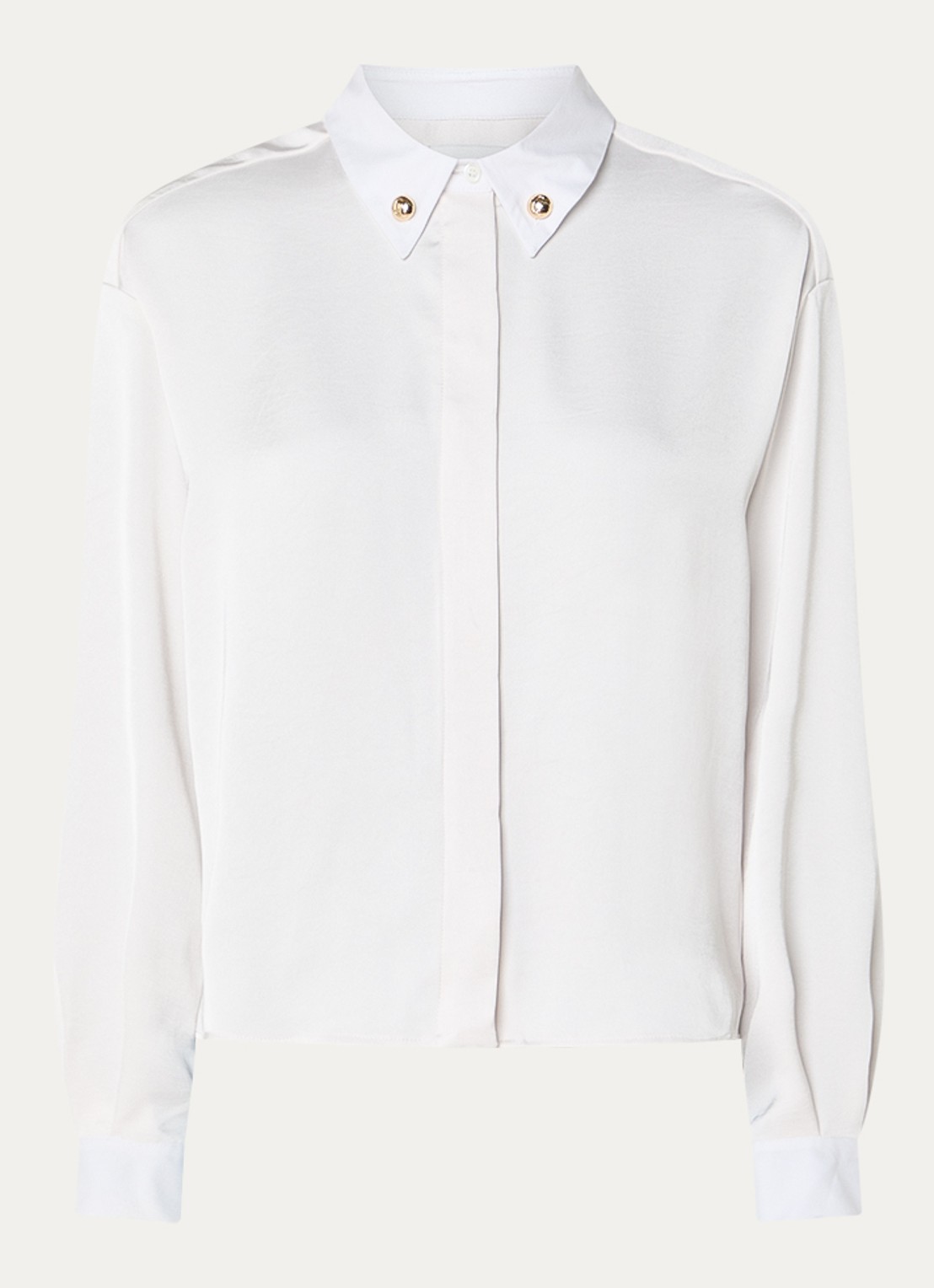 Claudie Pierlot Clemence blouse van satijn - voorkant 2 gebroken wit