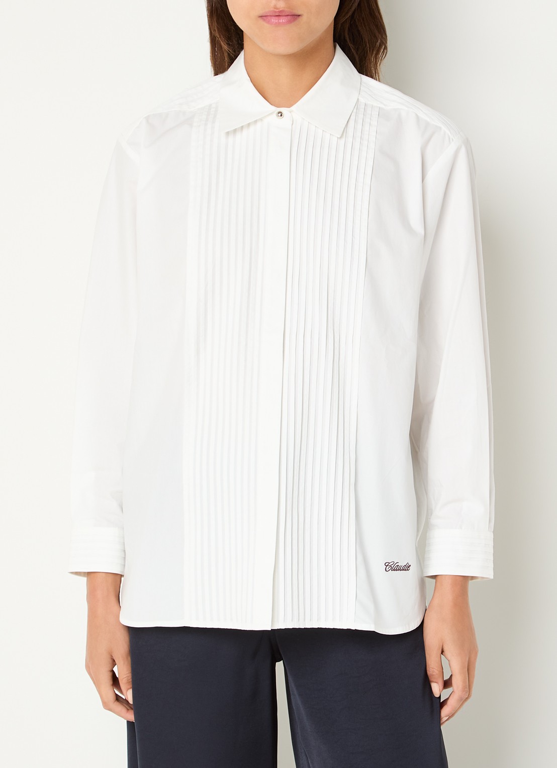 Claudie Pierlot Conrado blouse met plooien - detail 3 wit