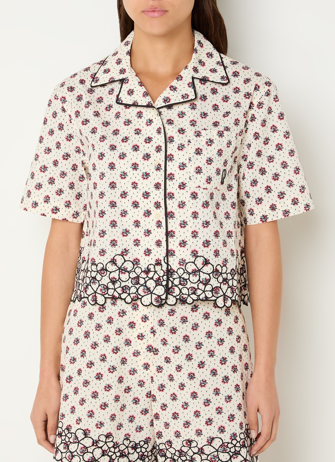 Claudie Pierlot Corine blouse met bloemenprint en borduring - detail 2 gebroken wit