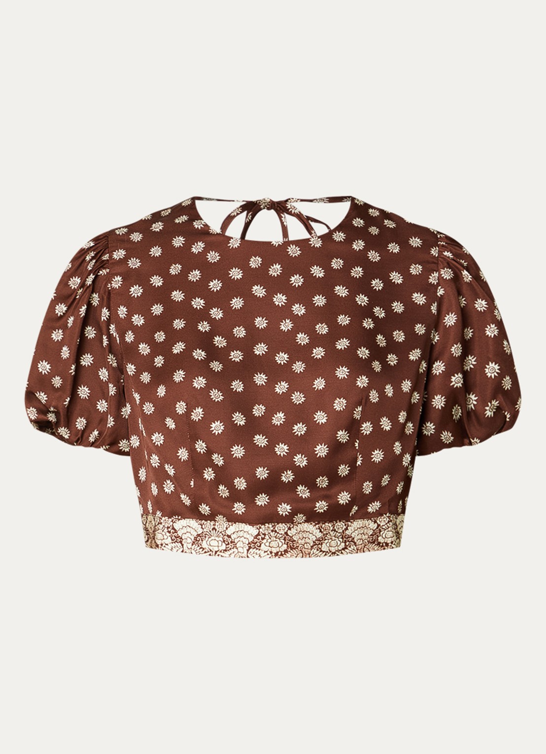 Claudie Pierlot Crop top met bloemenprint en rugdecolleté - voorkant 2 bruin