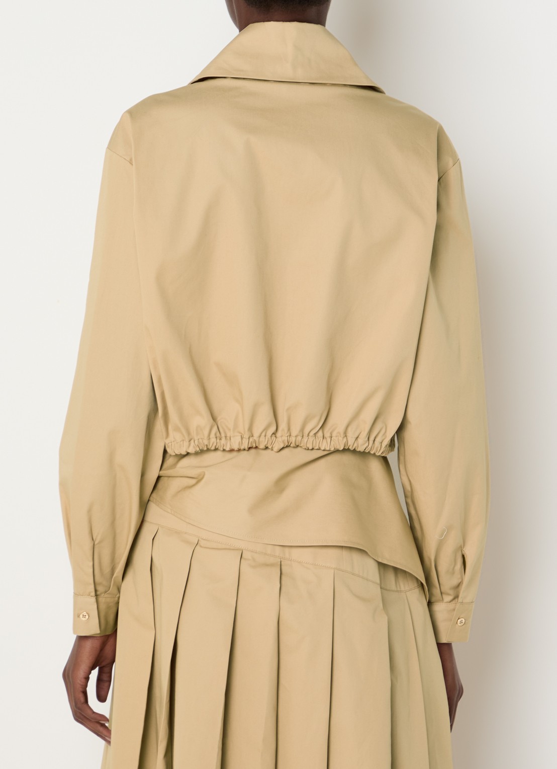 Claudie Pierlot Cropped blouse met elastische band - achterkant camel