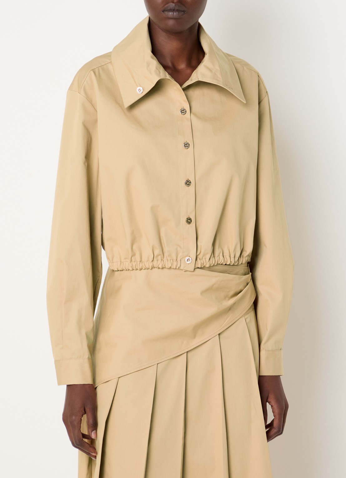 Claudie Pierlot Cropped blouse met elastische band - detail 2 camel
