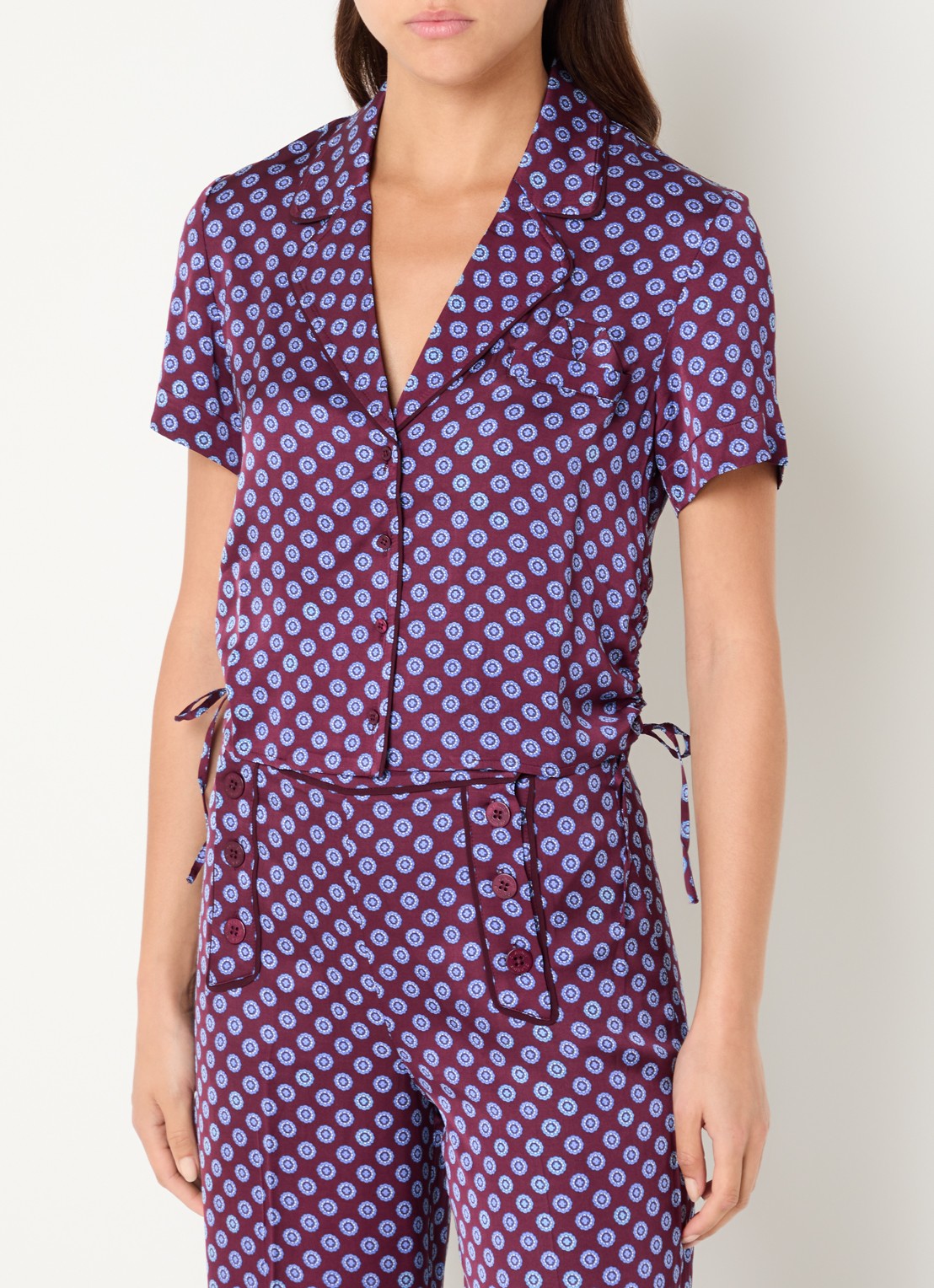 Claudie Pierlot Cropped blouse met print - detail 4 aubergine