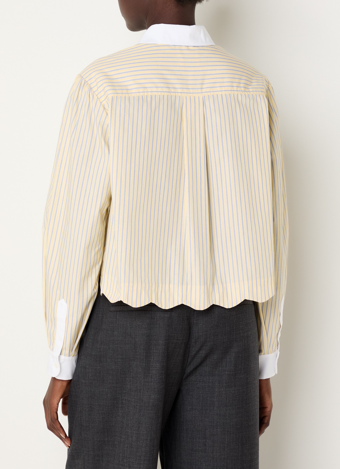 Claudie Pierlot Cropped blouse met streepprint - achterkant vanillegeel