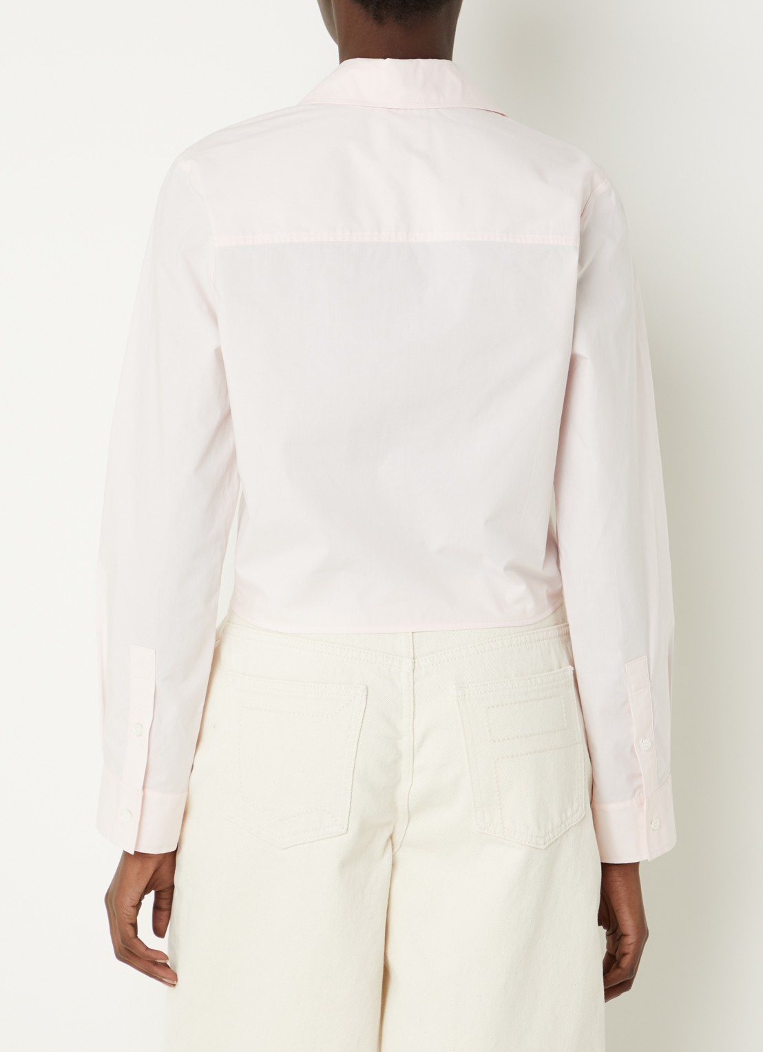 Claudie Pierlot Cropped blouse met V-hals - achterkant lichtroze