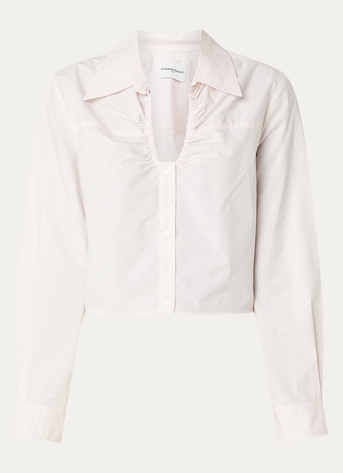 Claudie Pierlot Cropped blouse met V-hals - voorkant 3 lichtroze