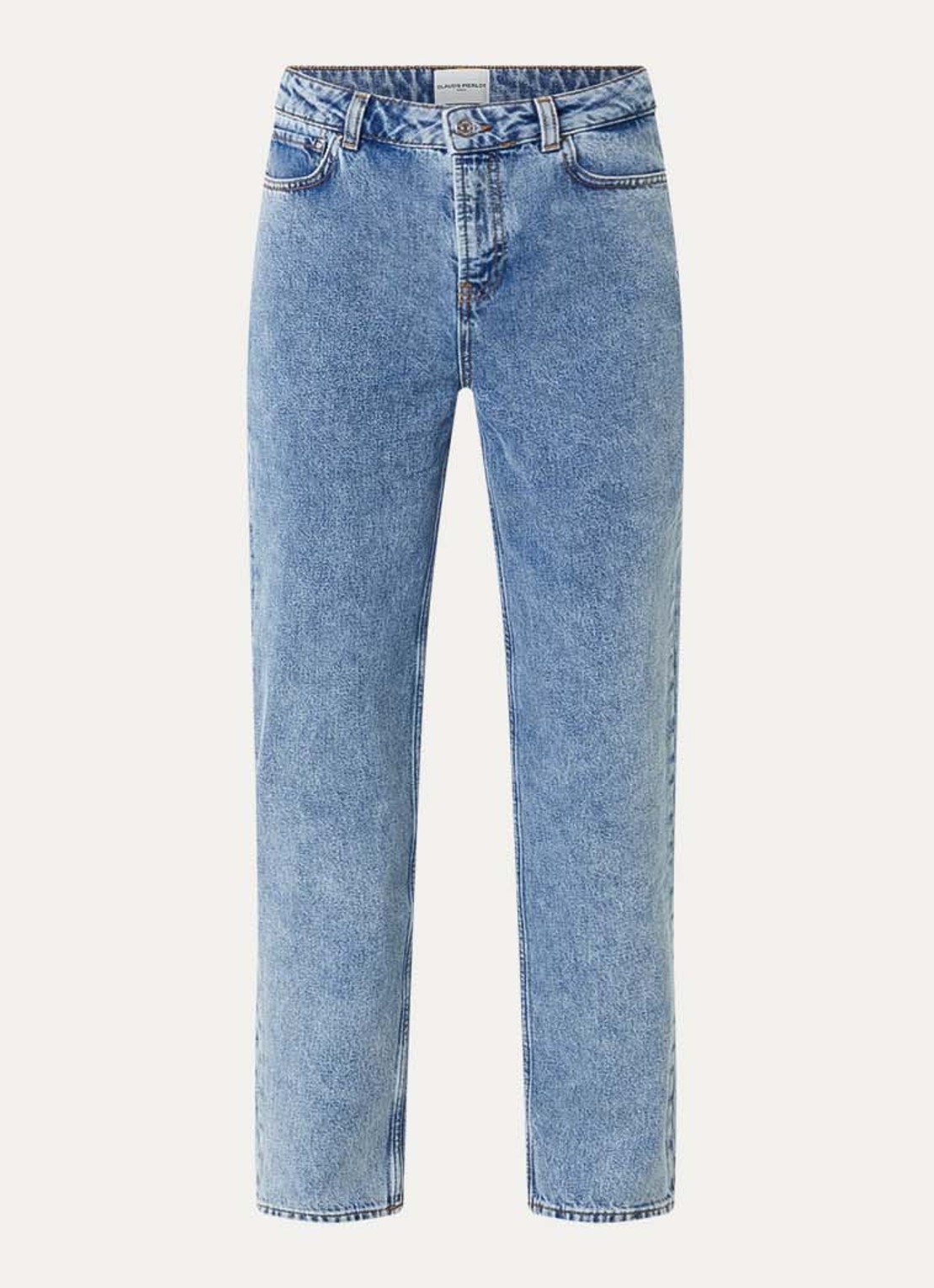 Claudie Pierlot Daria high waist straight leg jeans met medium wassing - voorkant indigo