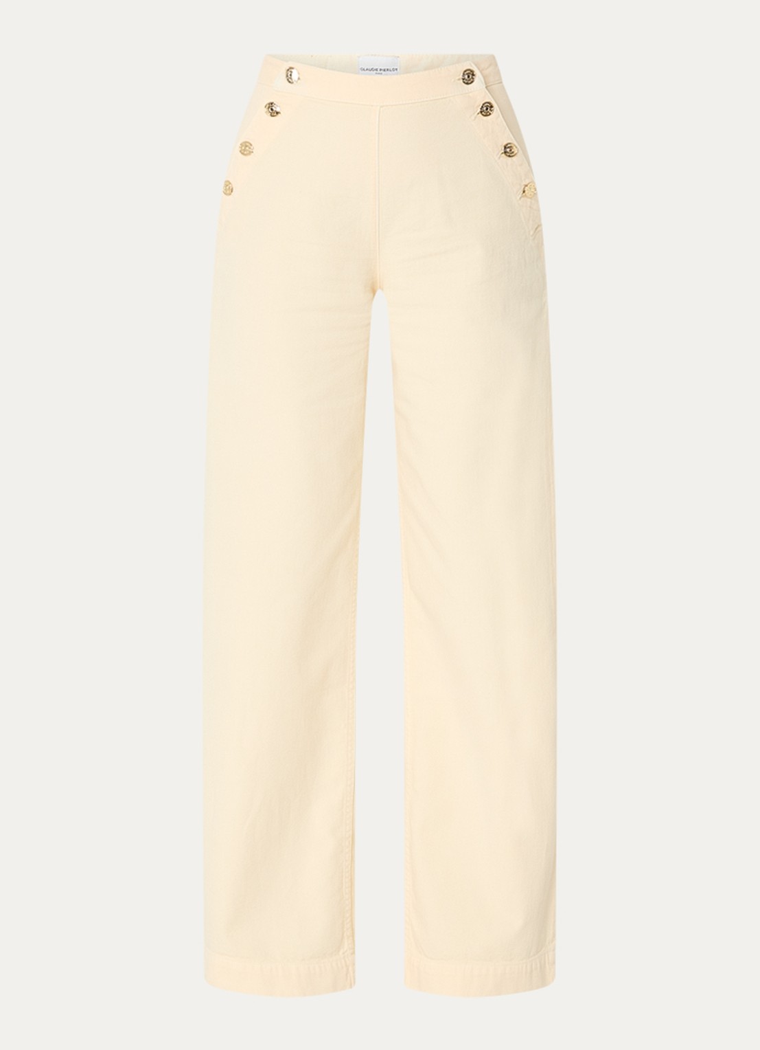 Claudie Pierlot Denise high waist straight leg jeans met gekleurde wassing - voorkant lichtgeel