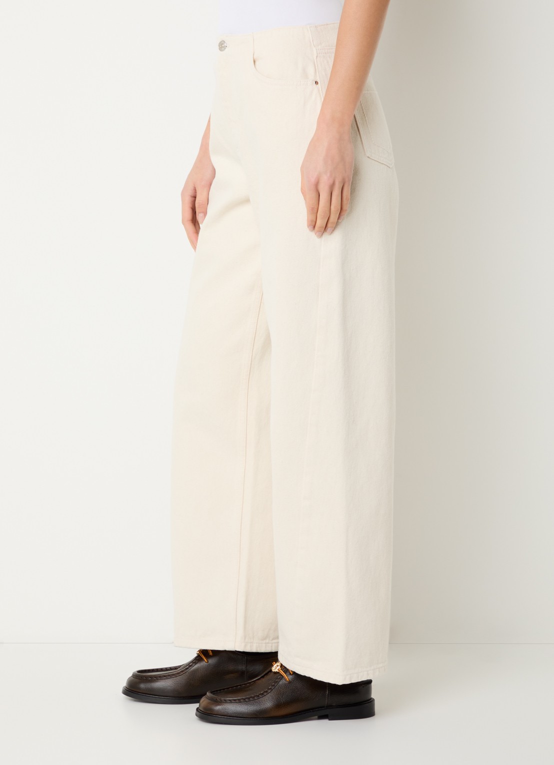 Claudie Pierlot Doris high waist straight leg jeans met gekleurde wassing - detail 5 creme
