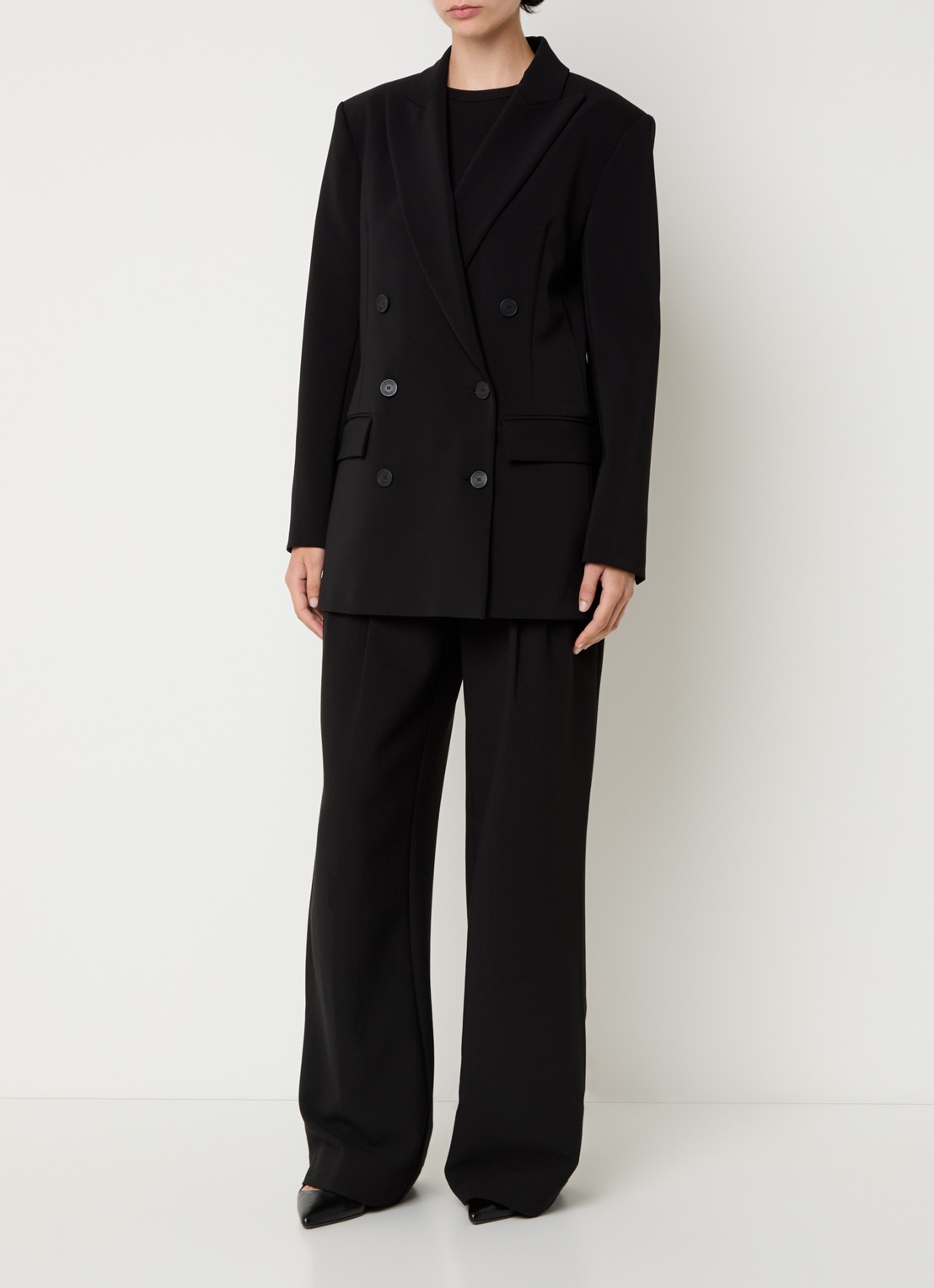 Claudie Pierlot Double-breasted blazer met schoudervulling - voorkant 2 zwart