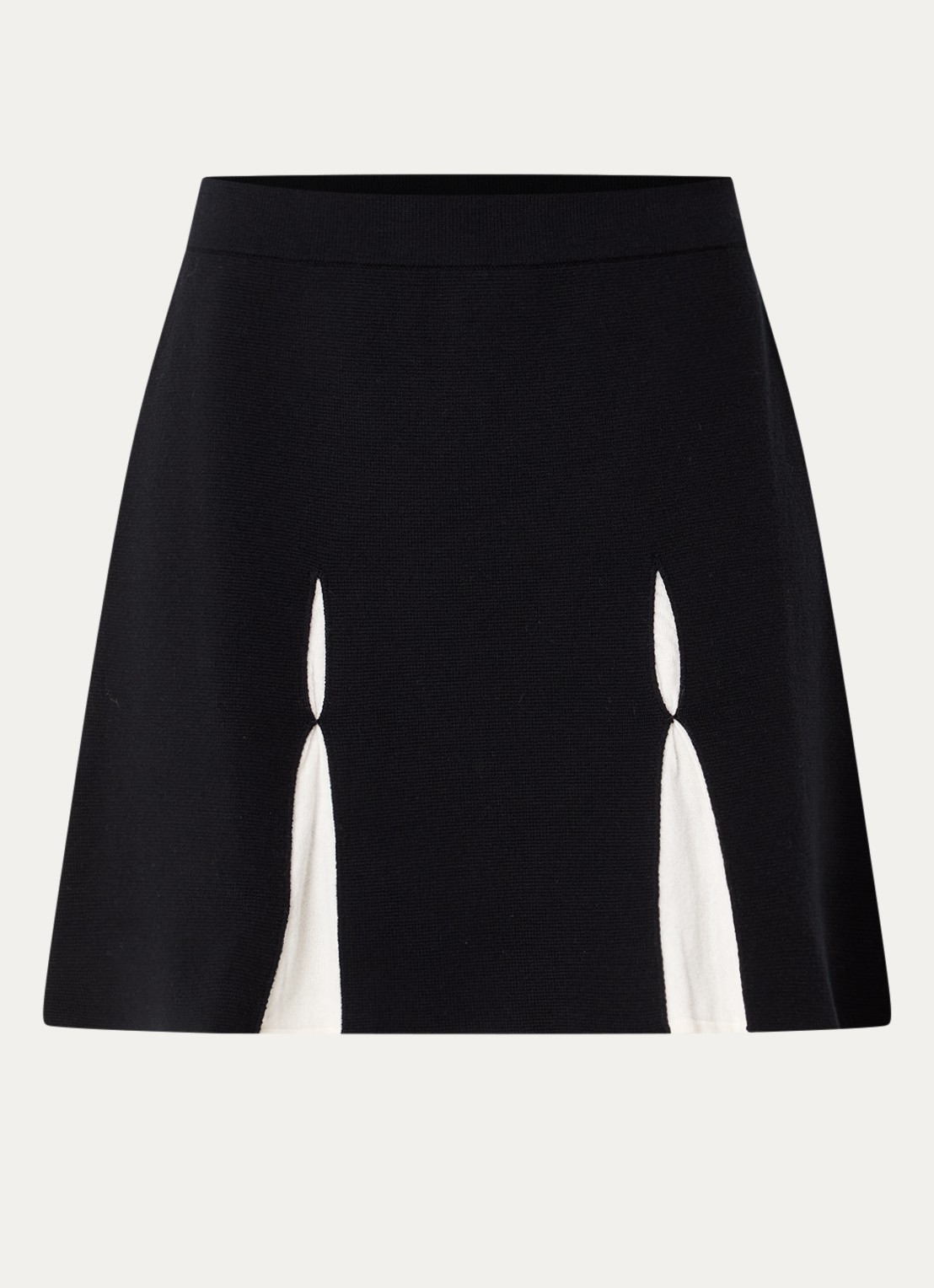 Claudie Pierlot Fijngebreide high waist mini plooirok in wolblend - voorkant 3 zwart