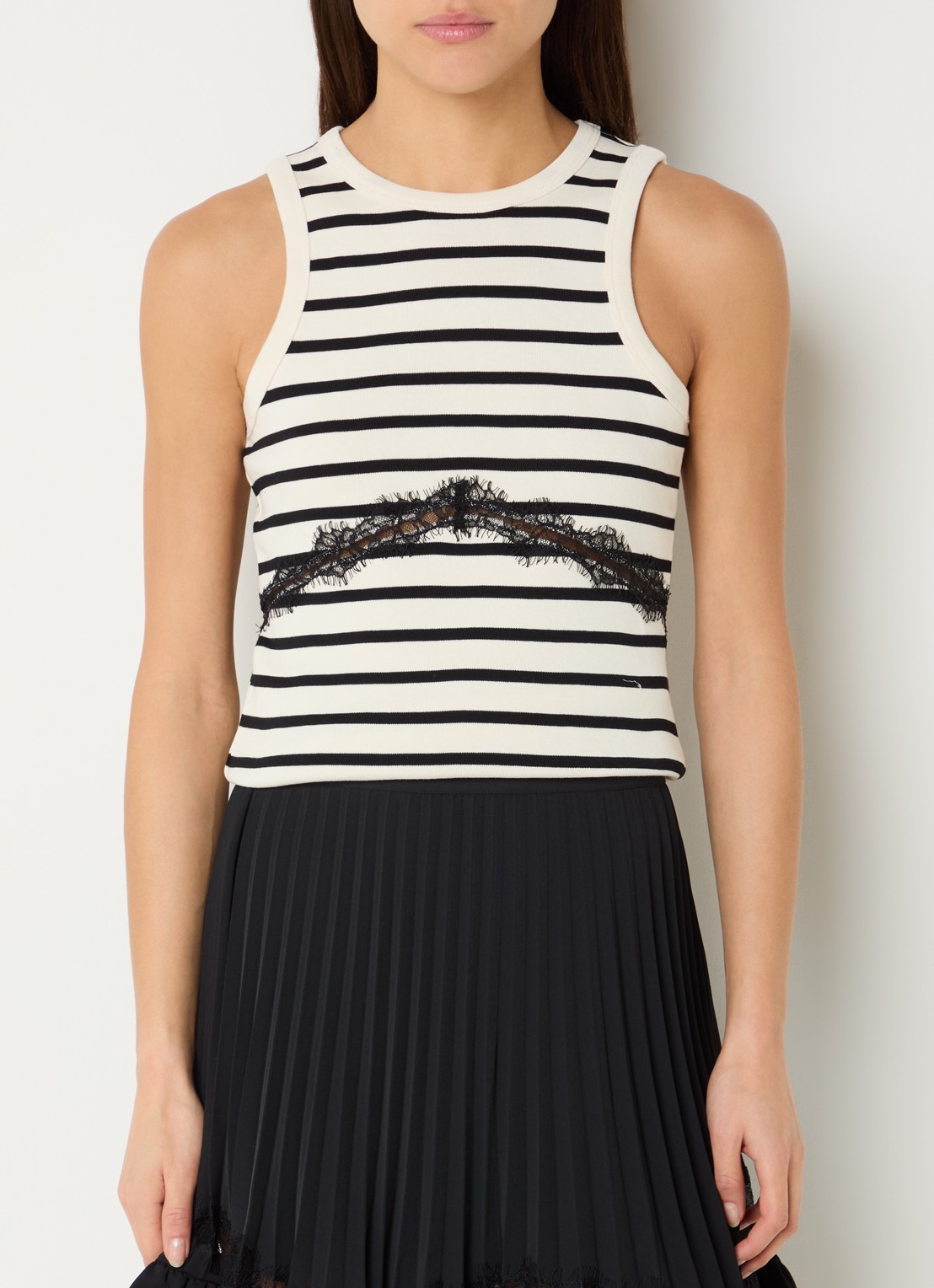 Claudie Pierlot Fijngebreide tanktop met rugdecolleté en details van kant - achterkant wit
