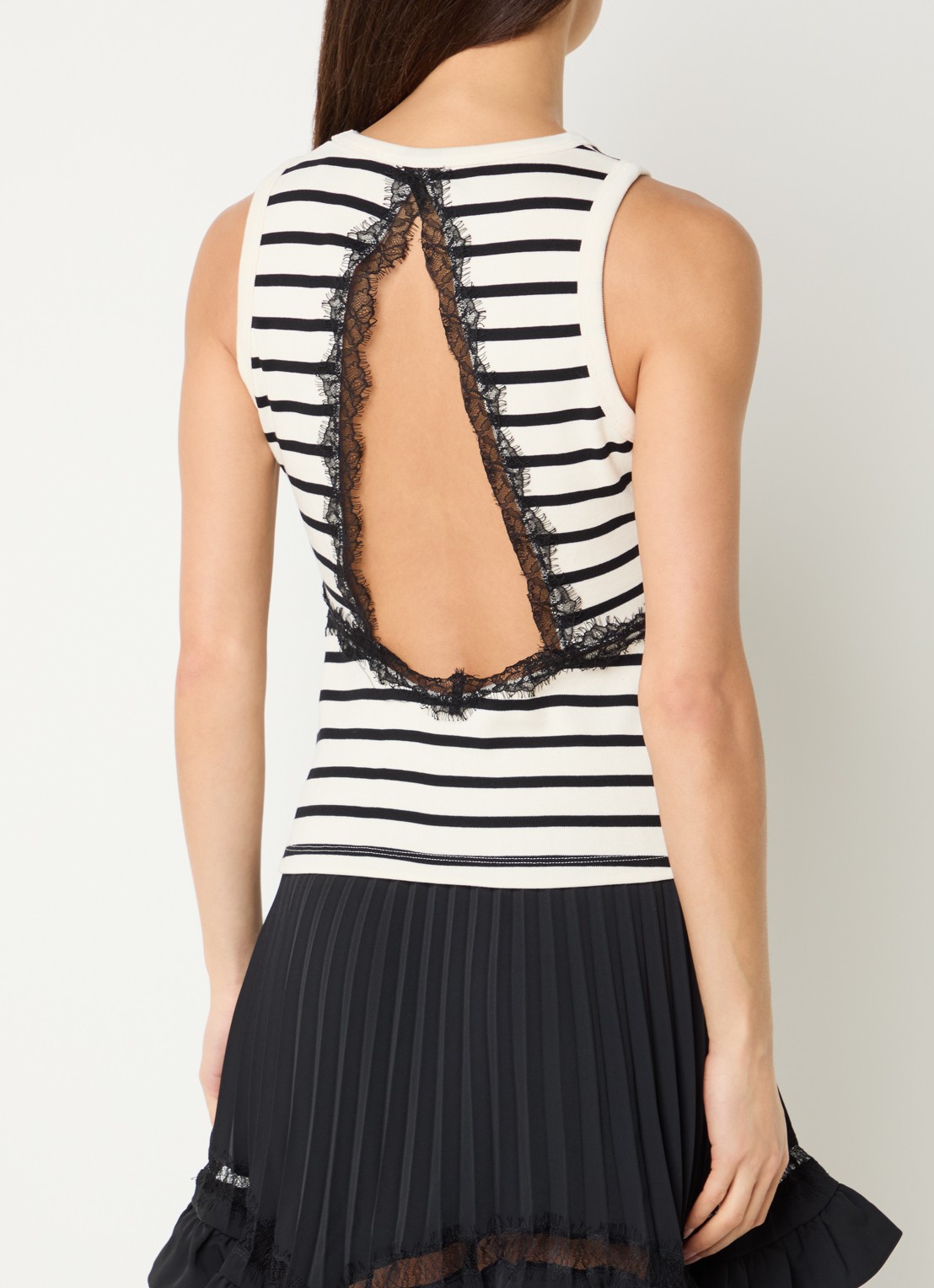 Claudie Pierlot Fijngebreide tanktop met rugdecolleté en details van kant - detail 2 wit