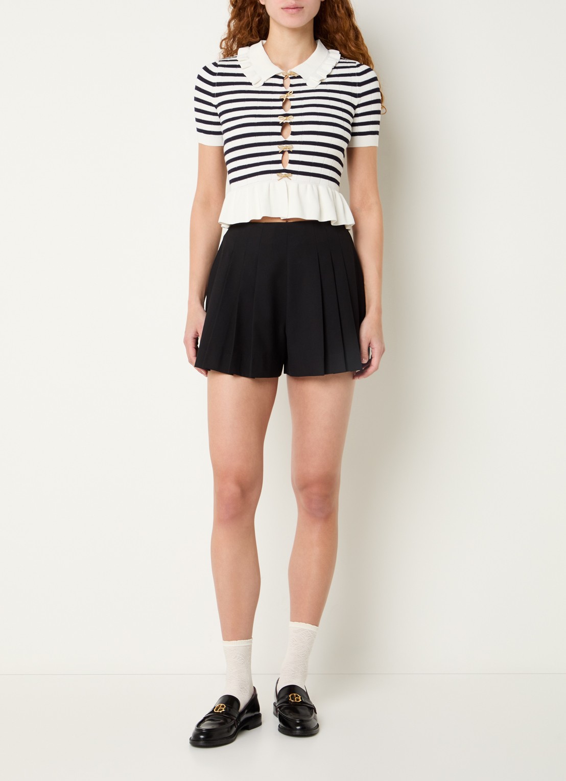 Claudie Pierlot Fijngebreide top met cut-out detail - voorkant 2 wit
